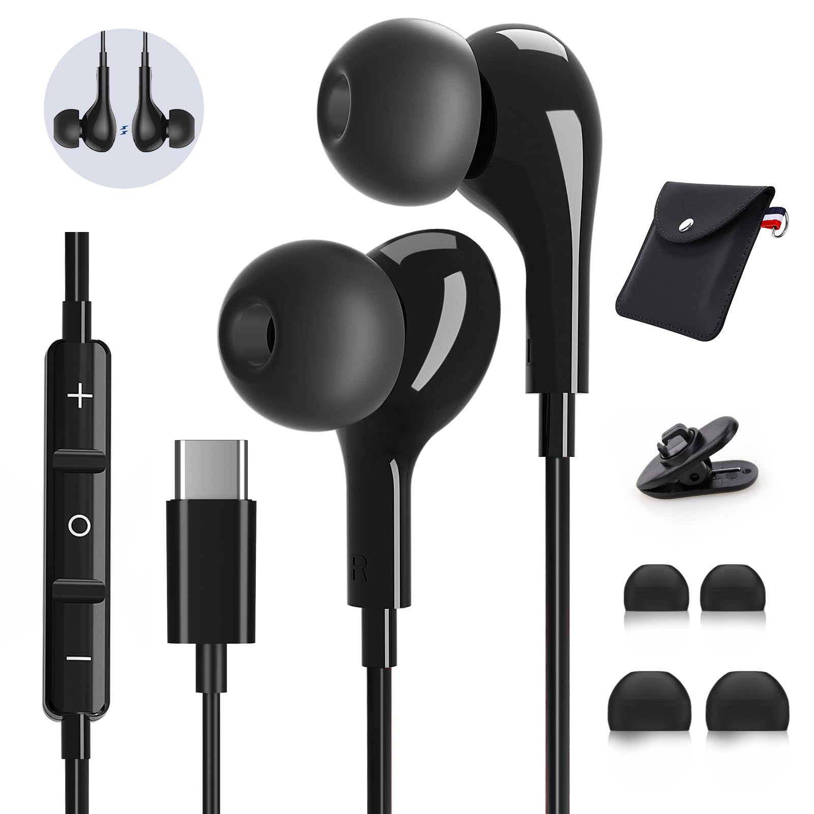 Cuffie USB C con Microfono Hi-Fi In-Ear con Filo