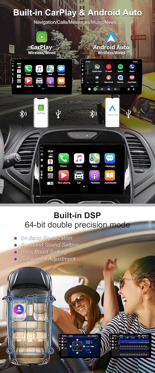 SXAUTO Android 14 Autoradio IPS per Renault Kaptur 2014-2019 - immagine 2