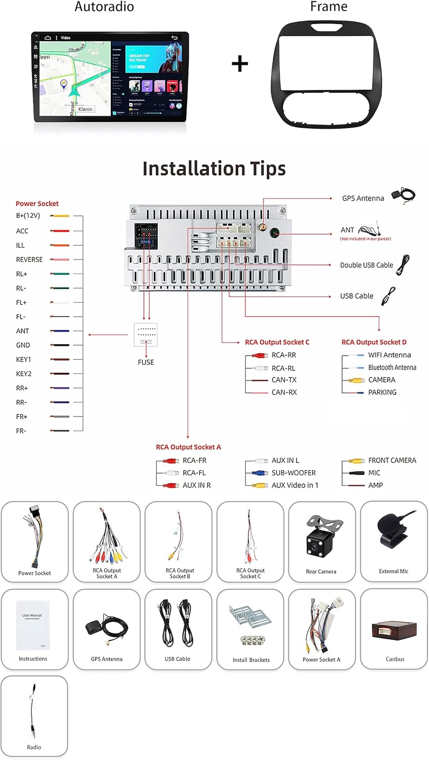 SXAUTO Android 14 Autoradio IPS per Renault Kaptur 2014-2019 - immagine 3