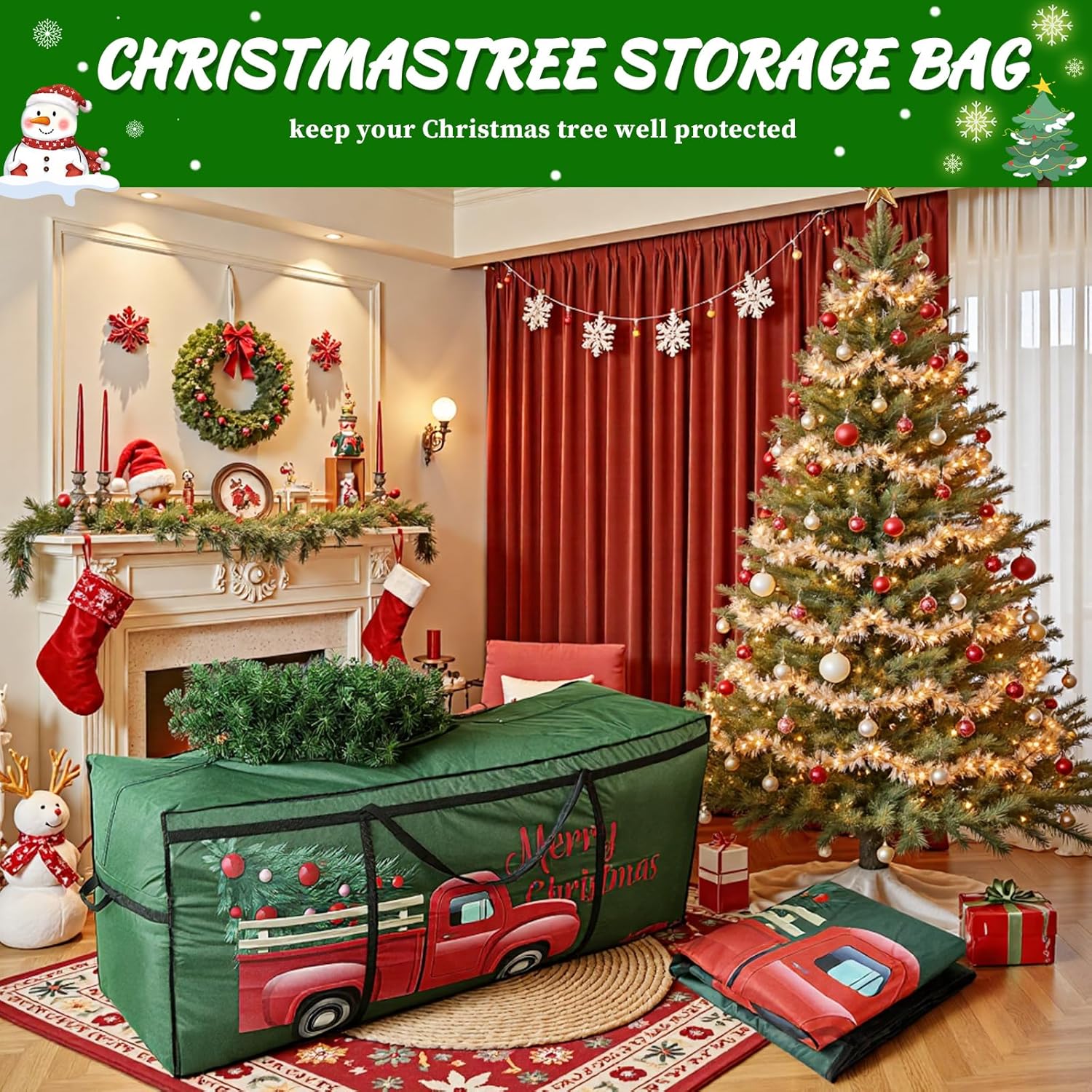 Shareconn Sacca per Albero di Natale 600D Grande, Verde - immagine 2