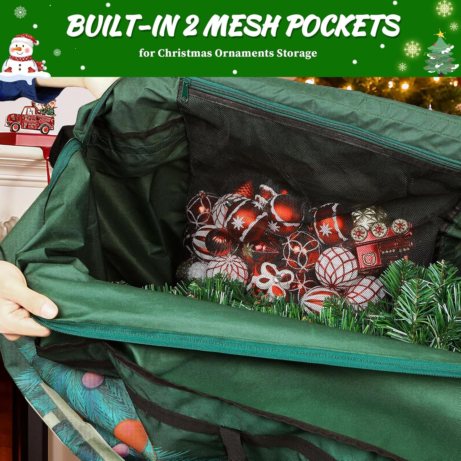 Shareconn Sacca per Albero di Natale 600D Grande, Verde - immagine 4