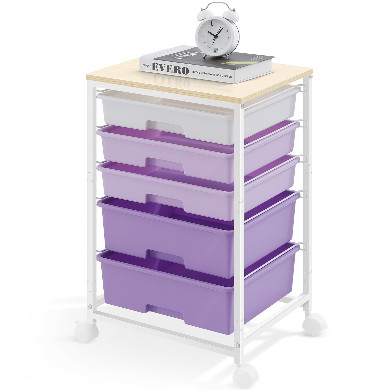 Sykiariol Carrello da Bagno con 5 Cassetti, Viola