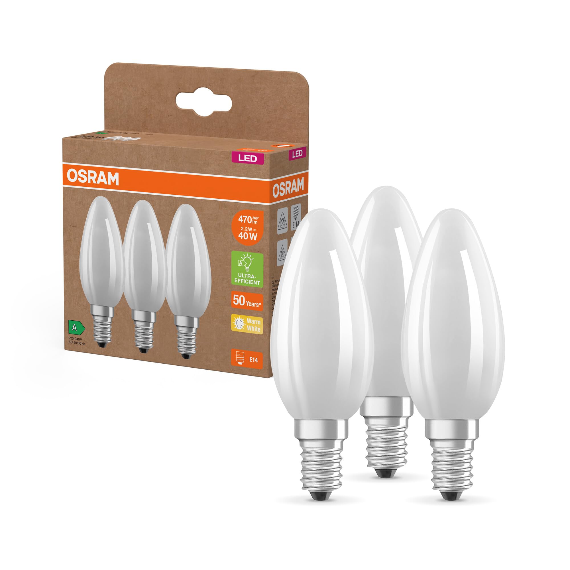Osram Lampade LED E14 Classe A (Confezione da 3)