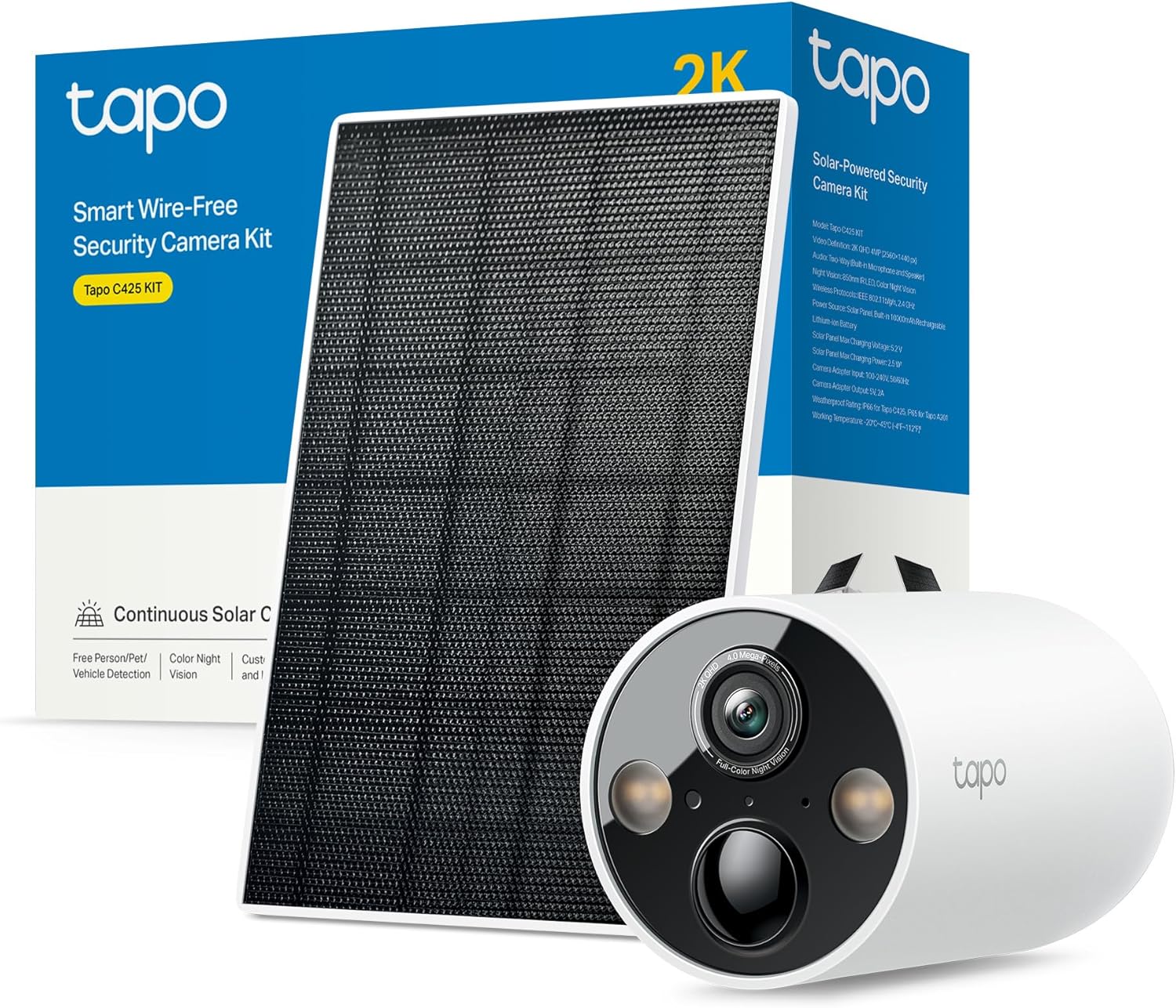 Tapo C425 KIT Telecamera WiFi Esterno Solare 2K 4MP - immagine 1