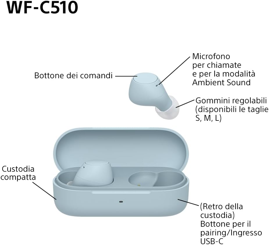 Sony WFC510 - Cuffie True Wireless Bluetooth, Blu - immagine 15