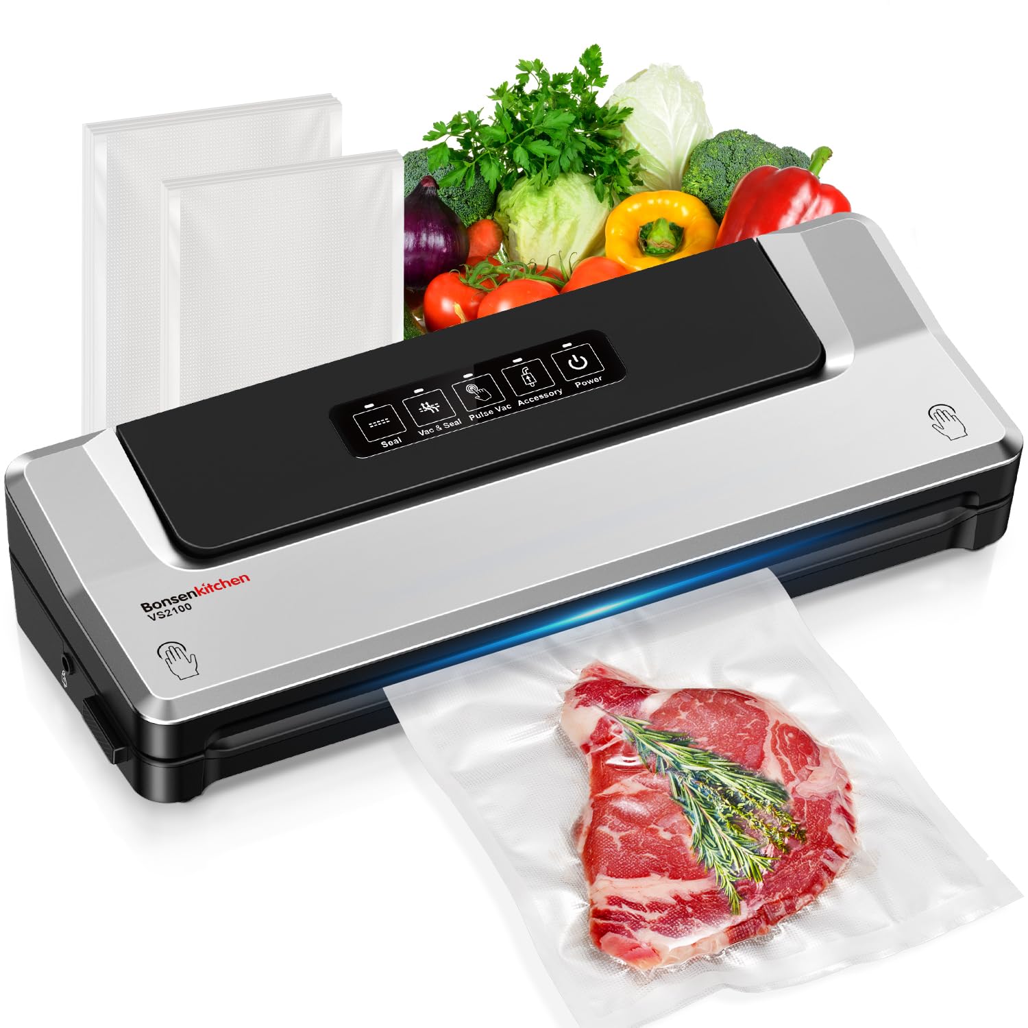 Bonsenkitchen Macchina Sottovuoto 4 in 1 per Alimenti