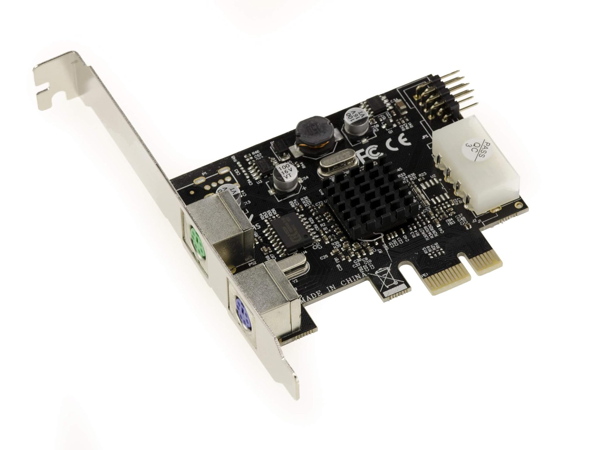 KALEA-INFORMATIQUE PCIe x1 PS/2-2 Porte Tastiera PS2 Mouse + 1 Porta USB 2.0 9 Punti Interno con Chipset ASIX 9990. Profilo alto/basso