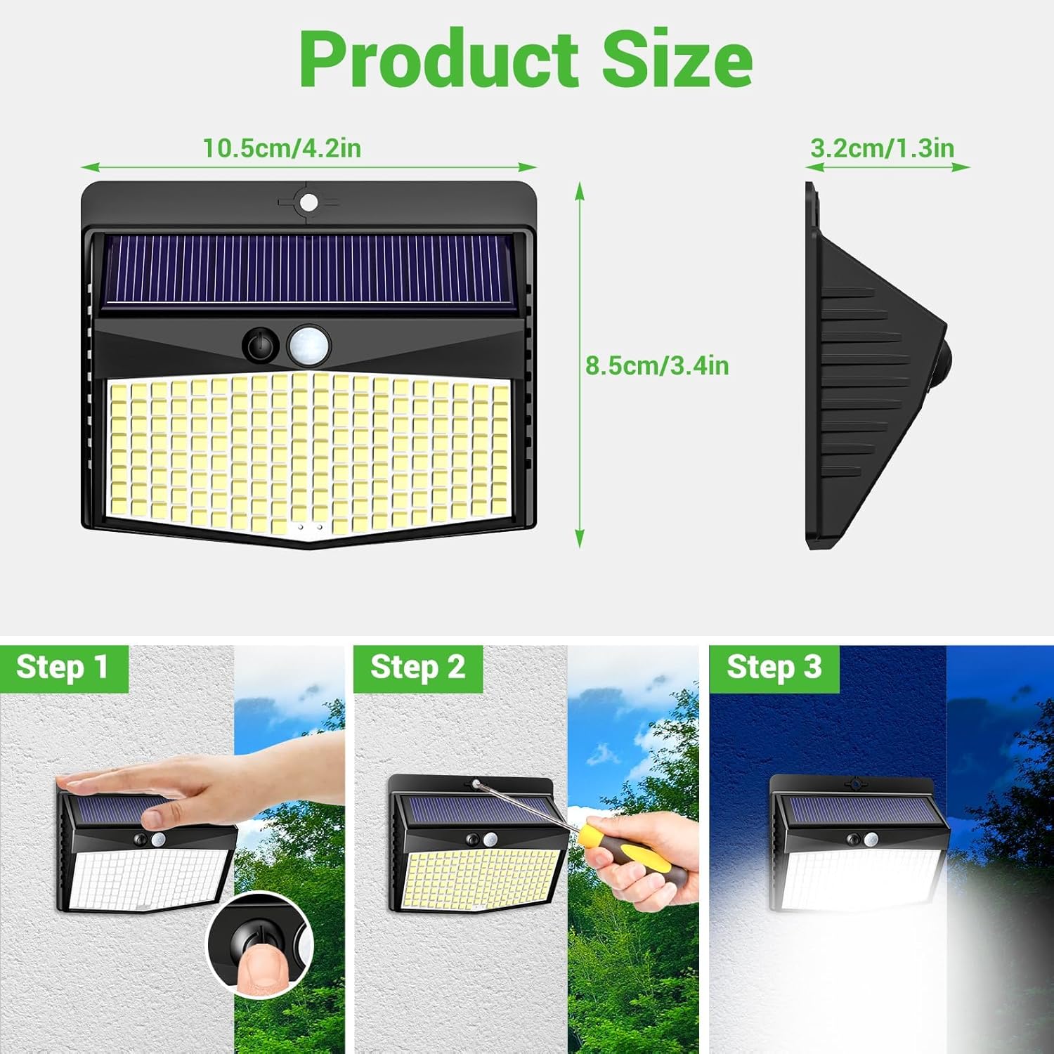 nifipy Luce Solare LED Esterno 168LED, 2 Pezzi - immagine 2