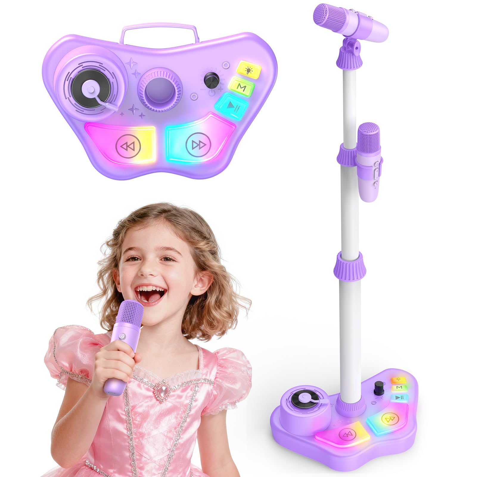 Microfono Karaoke per Bambini con Supporto e Luci