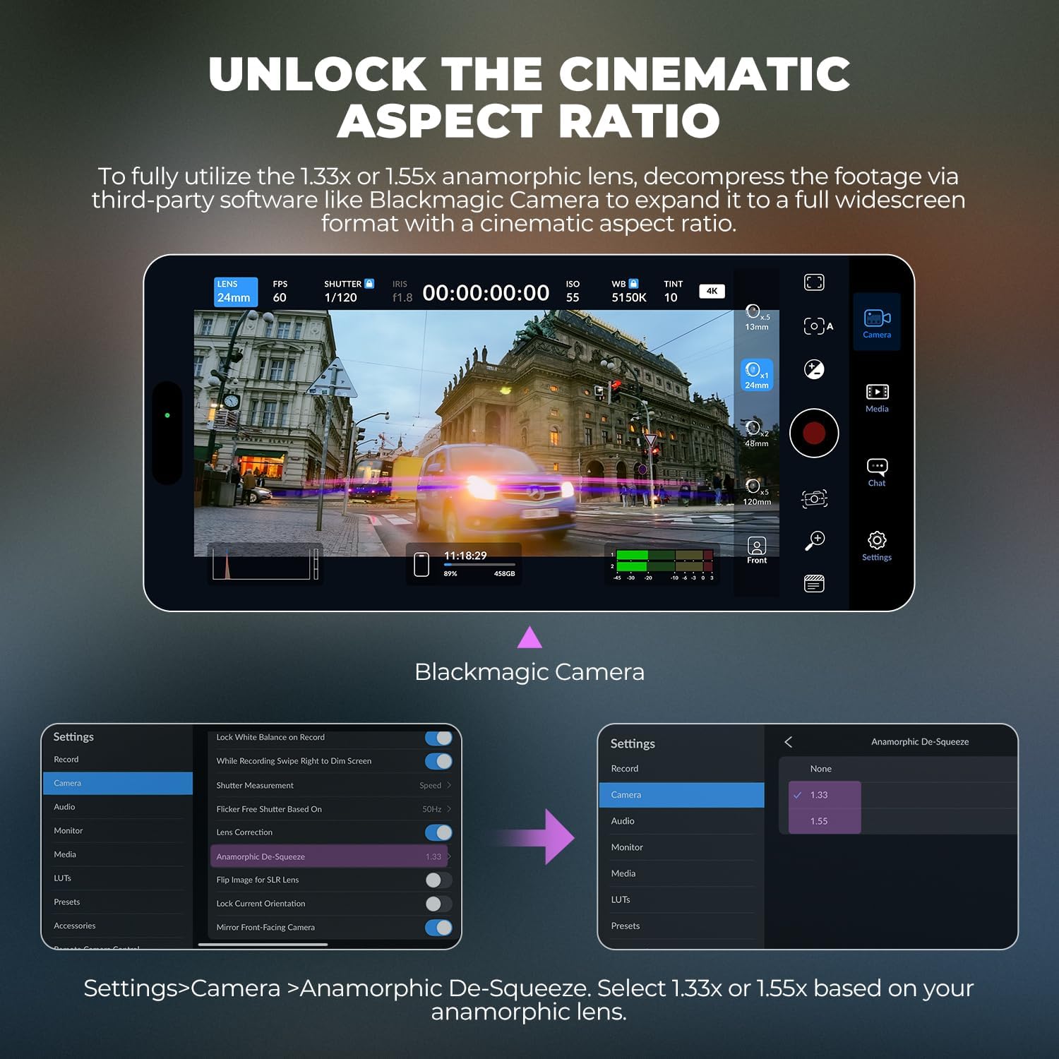 Freewell 1.55x Blue Anamorphic Lens per iPhone e Samsung - immagine 3