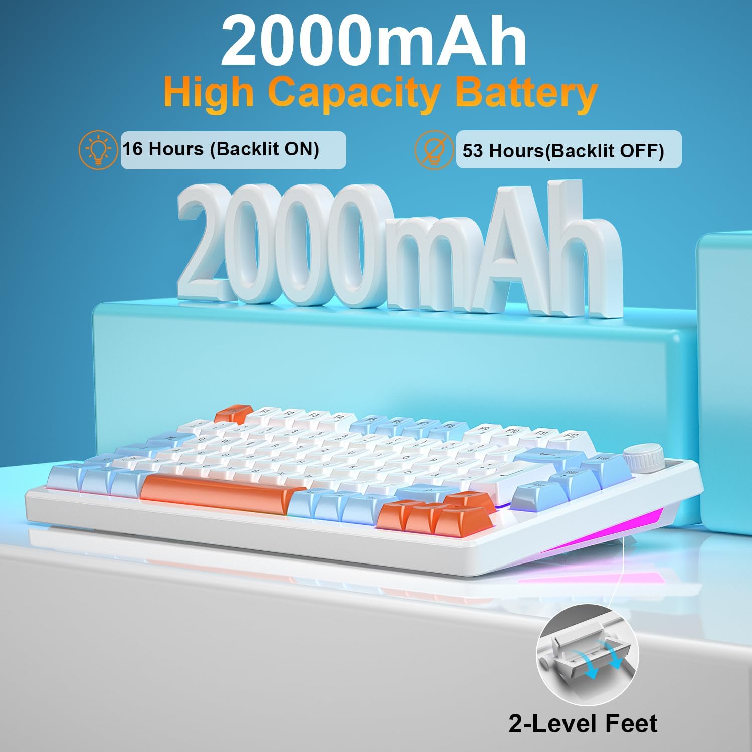 Tastiera e Mouse Gaming Wireless 75% TKL, QWERTZ DE - immagine 3