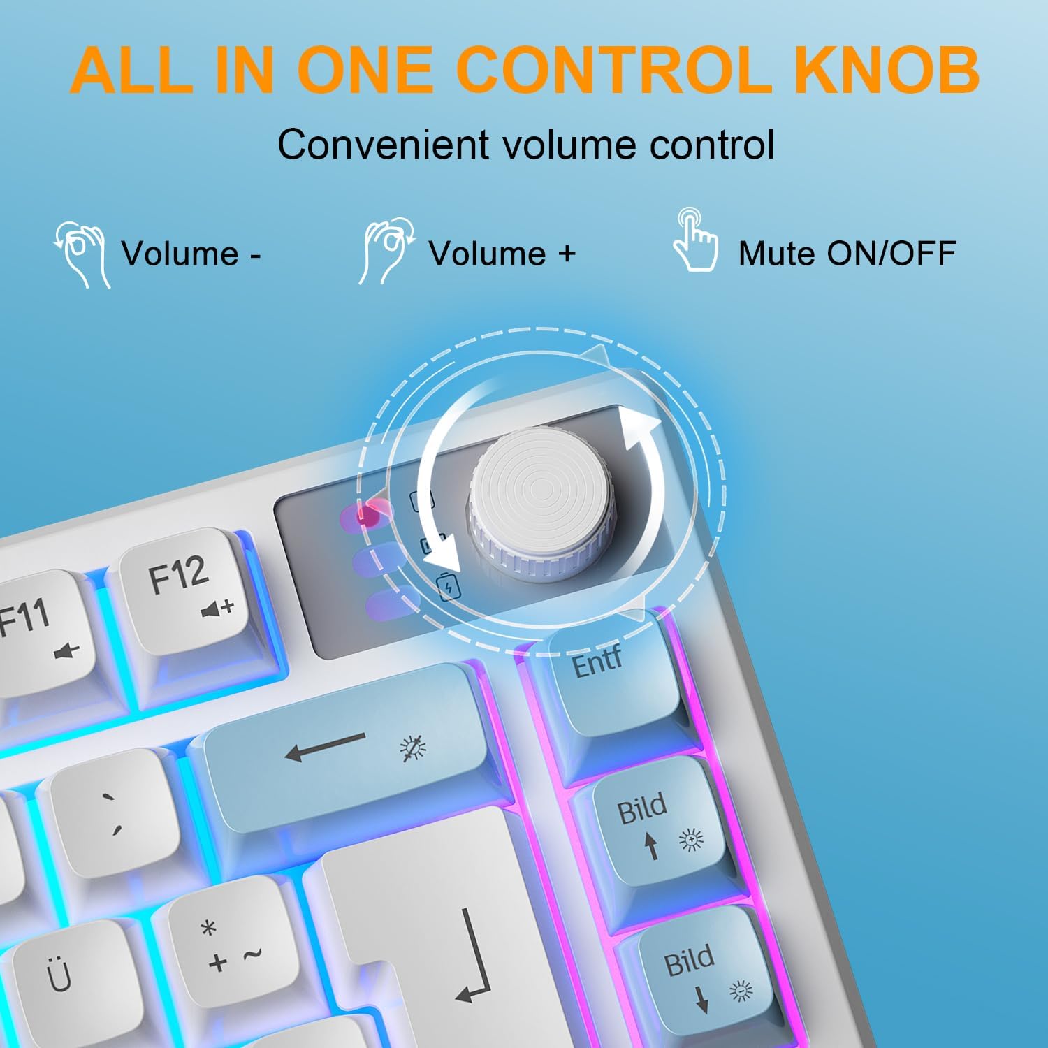 Tastiera e Mouse Gaming Wireless 75% TKL, QWERTZ DE - immagine 4