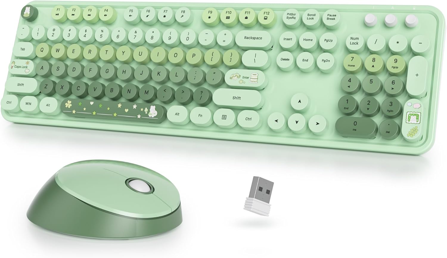Sbockeeb Tastiera e Mouse Wireless QWERTY, Colorful Green - immagine 1