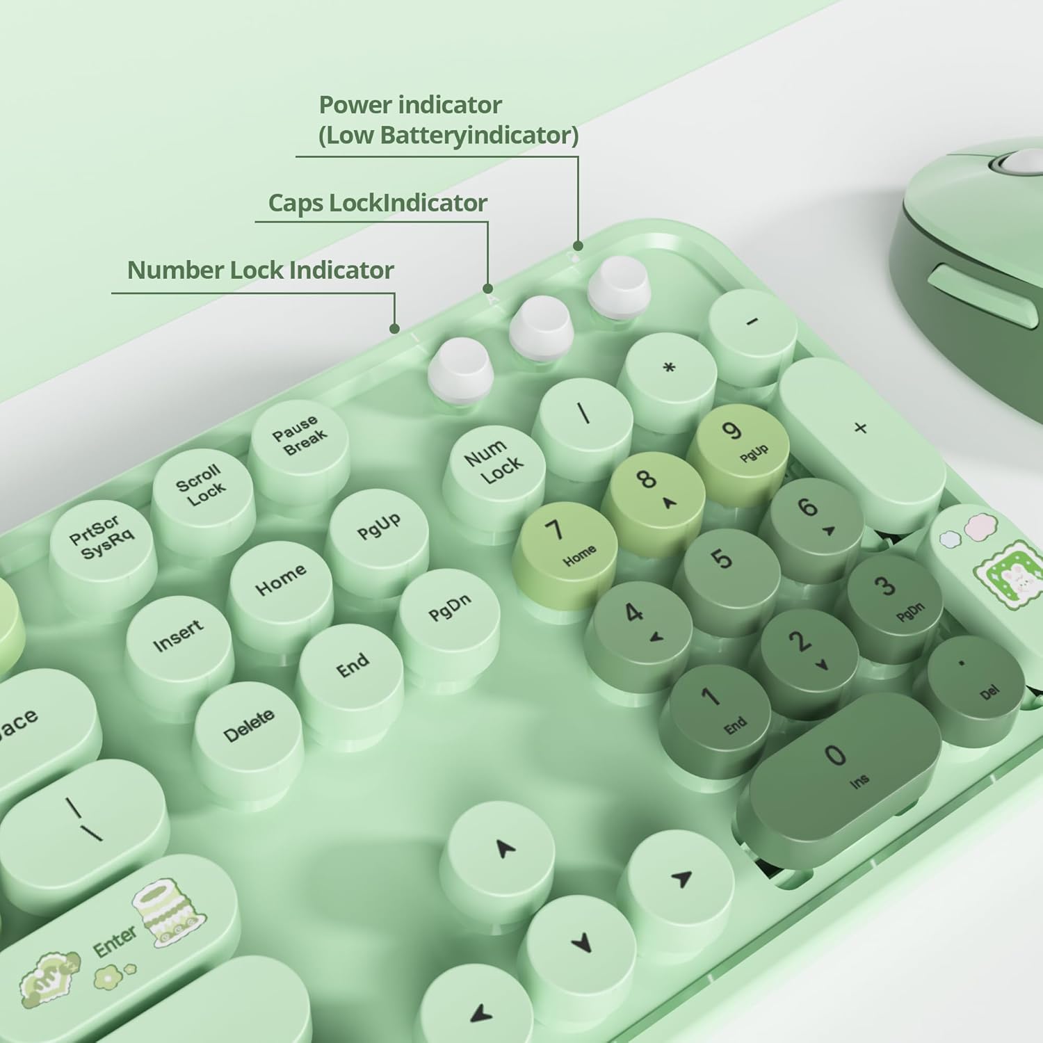 Sbockeeb Tastiera e Mouse Wireless QWERTY, Colorful Green - immagine 5