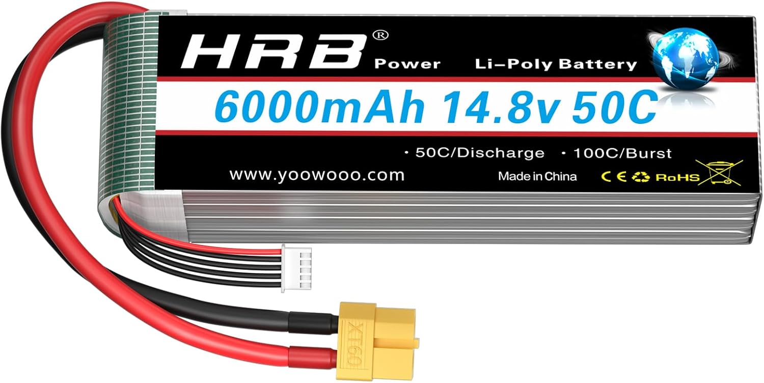 HRB 14.8V 6000mAh 4S Lipo Battery Pack 50C con XT60 - immagine 1