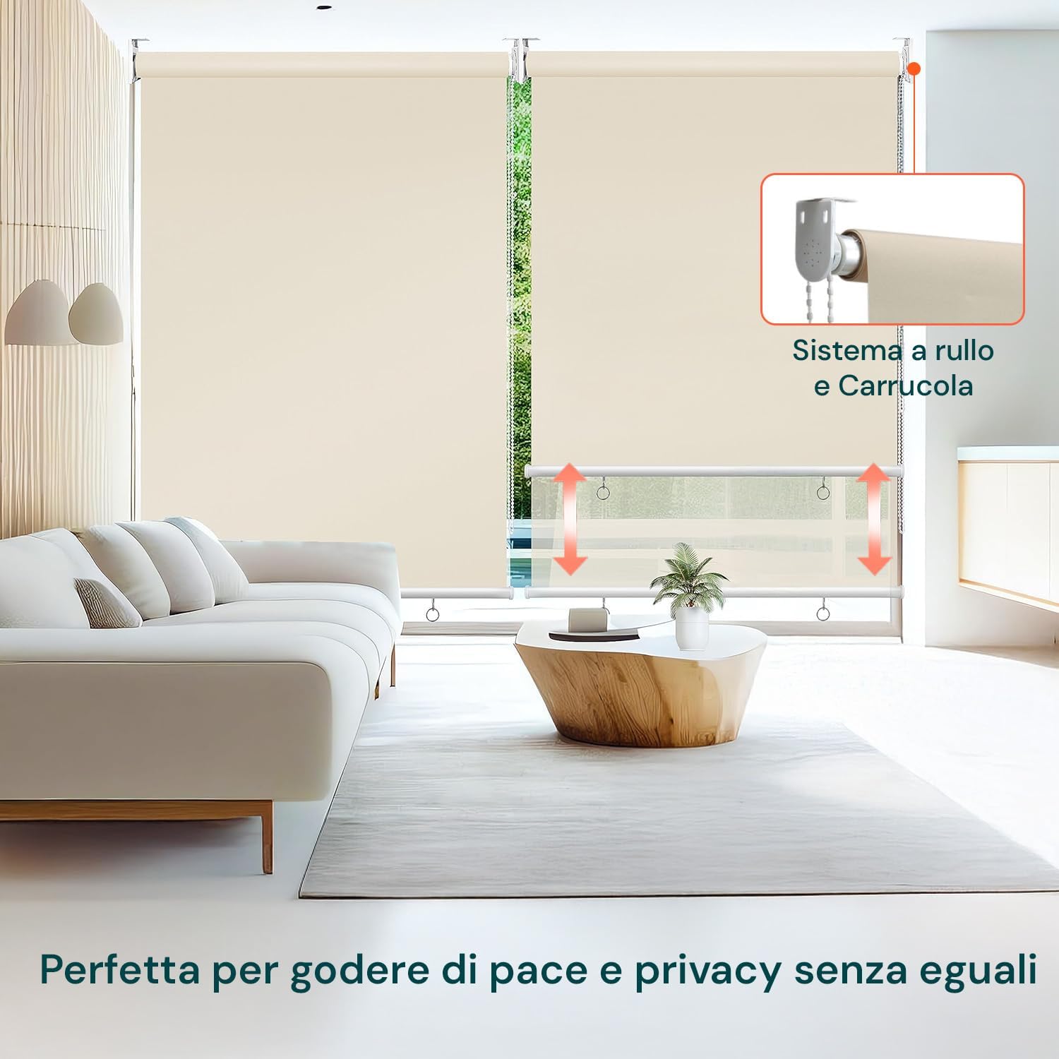 Tenda da Sole a Caduta 150x250 cm, Beige - immagine 2