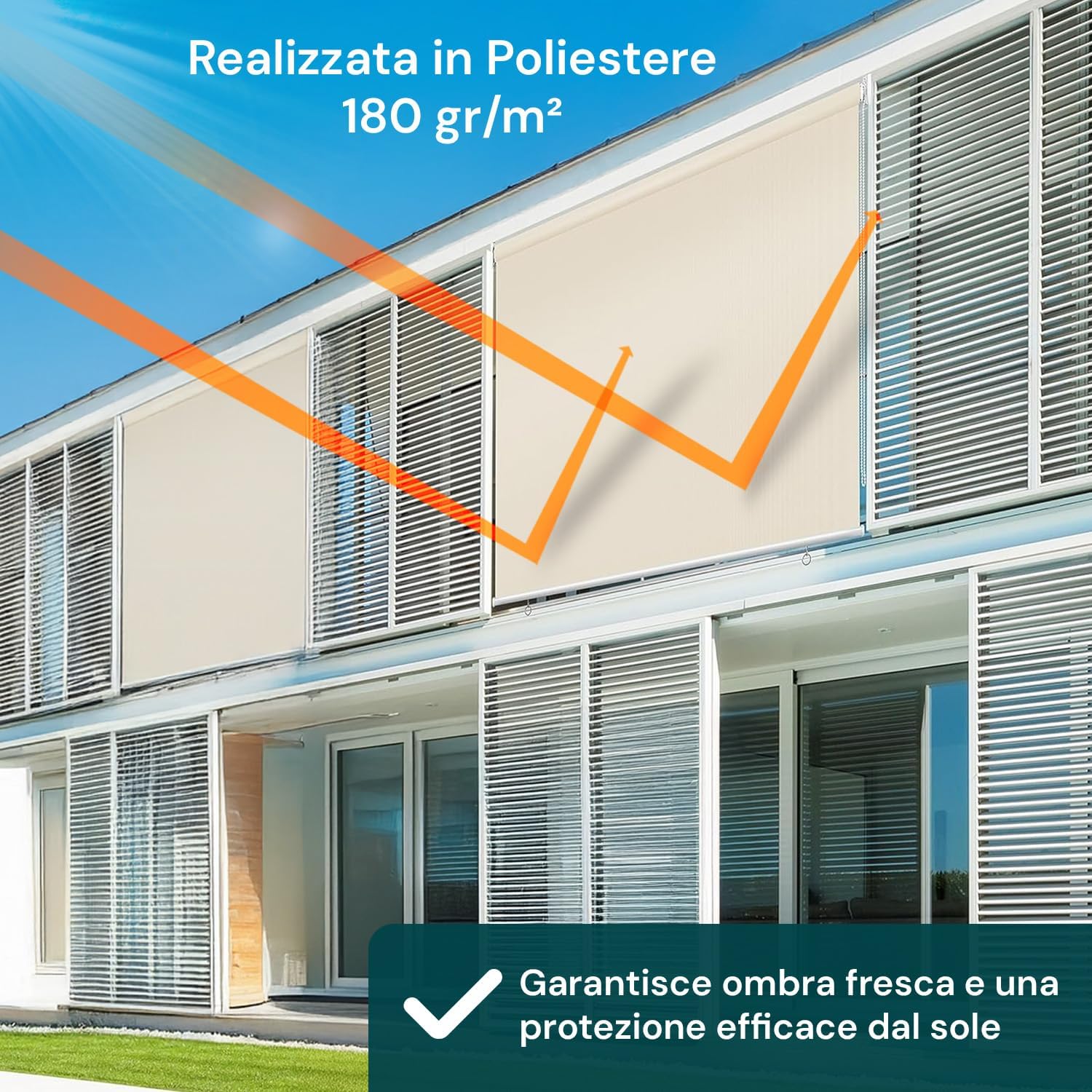 Tenda da Sole a Caduta 150x250 cm, Beige - immagine 3