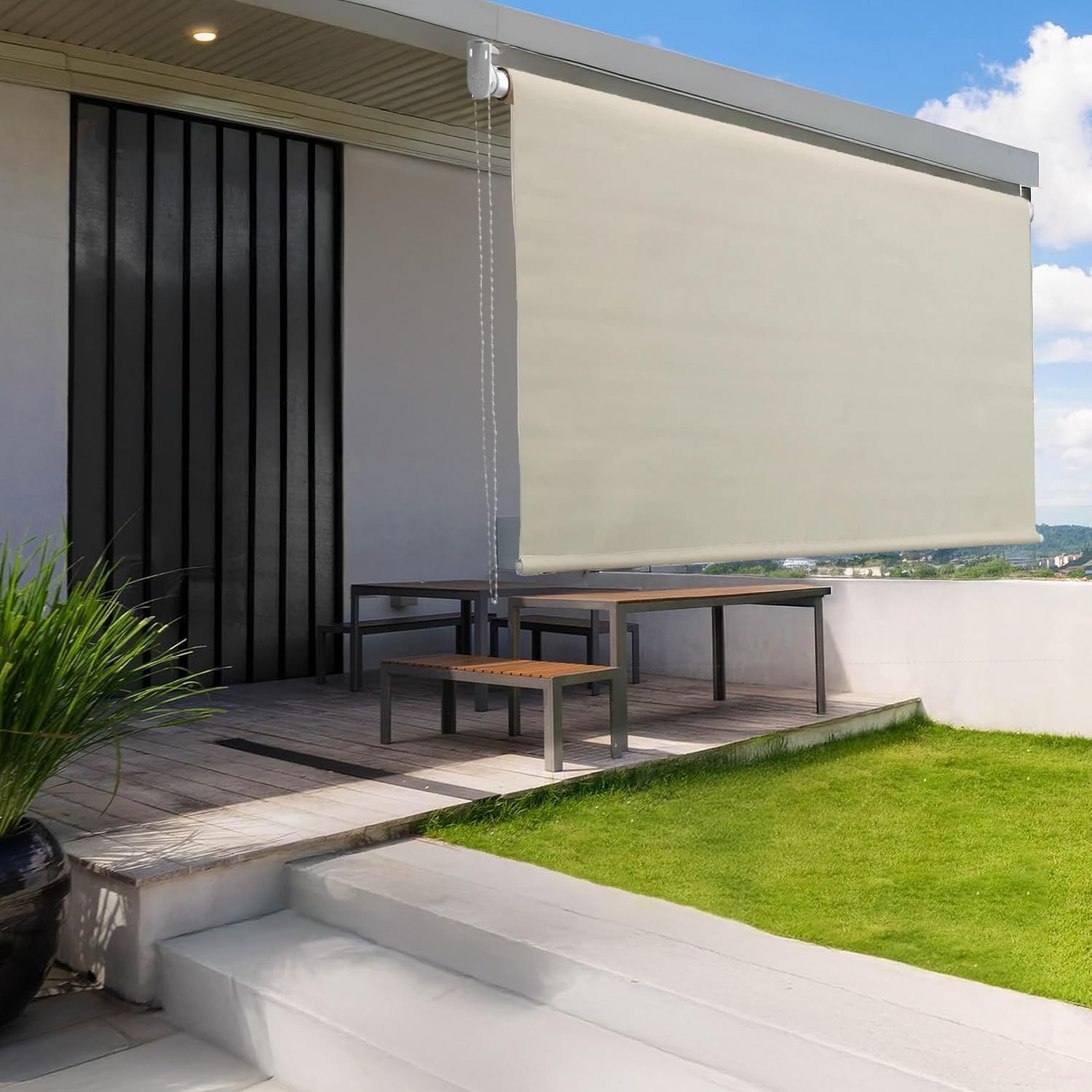 Tenda da Sole a Caduta 150x250 cm, Beige - immagine 6