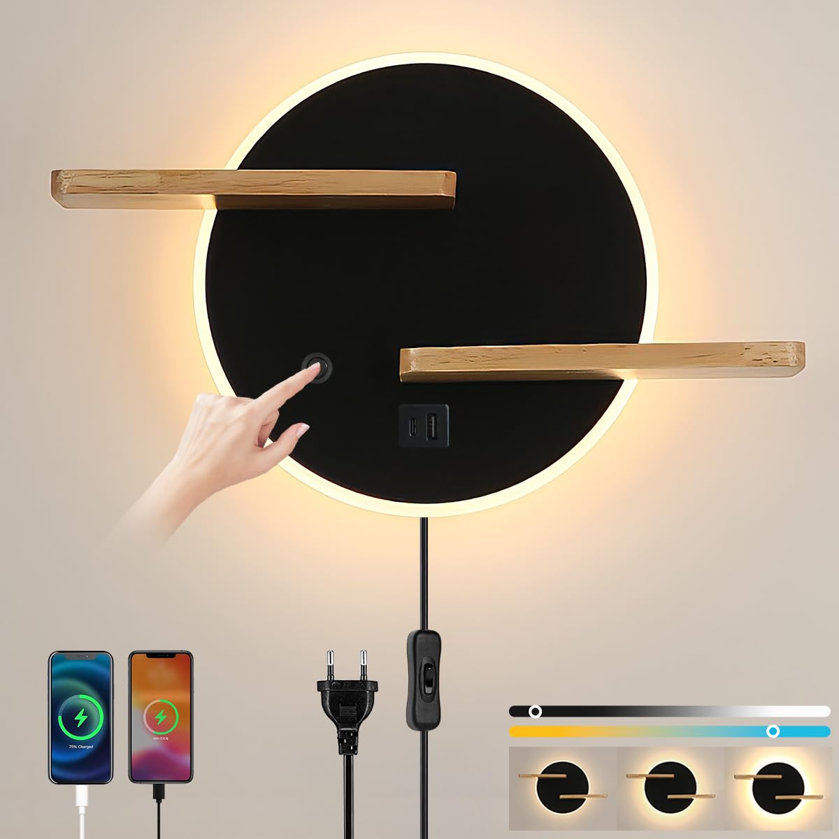 Kzt Lampada da Parete Interni LED Dimmerabile