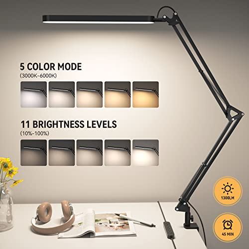 SKYLEO Lampada da Scrivania LED 80 cm, Nera - immagine 2