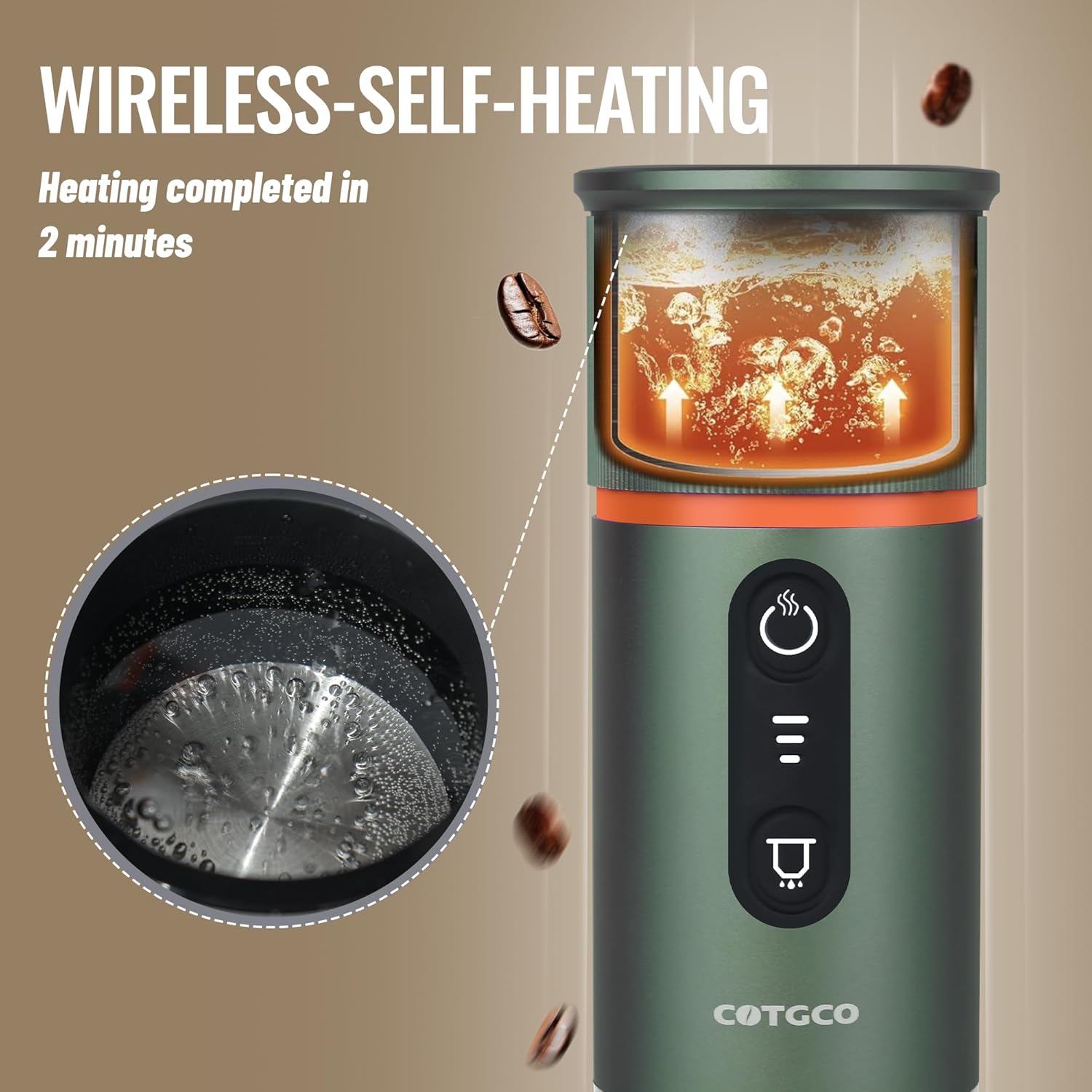 Cotgco Macchina Caffè Espresso Portatile a Batteria, Verde - immagine 4