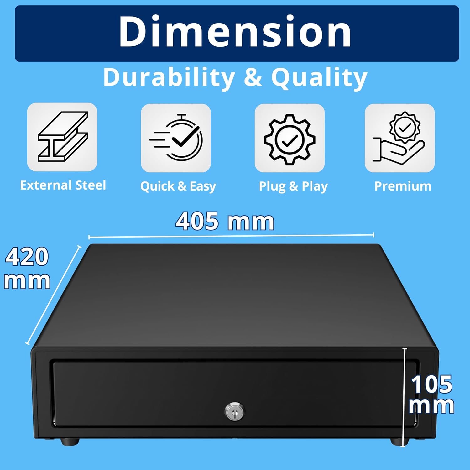 POS VALLEY - Cassetto Cassa Portasoldi Automatico RJ, Nero - immagine 2
