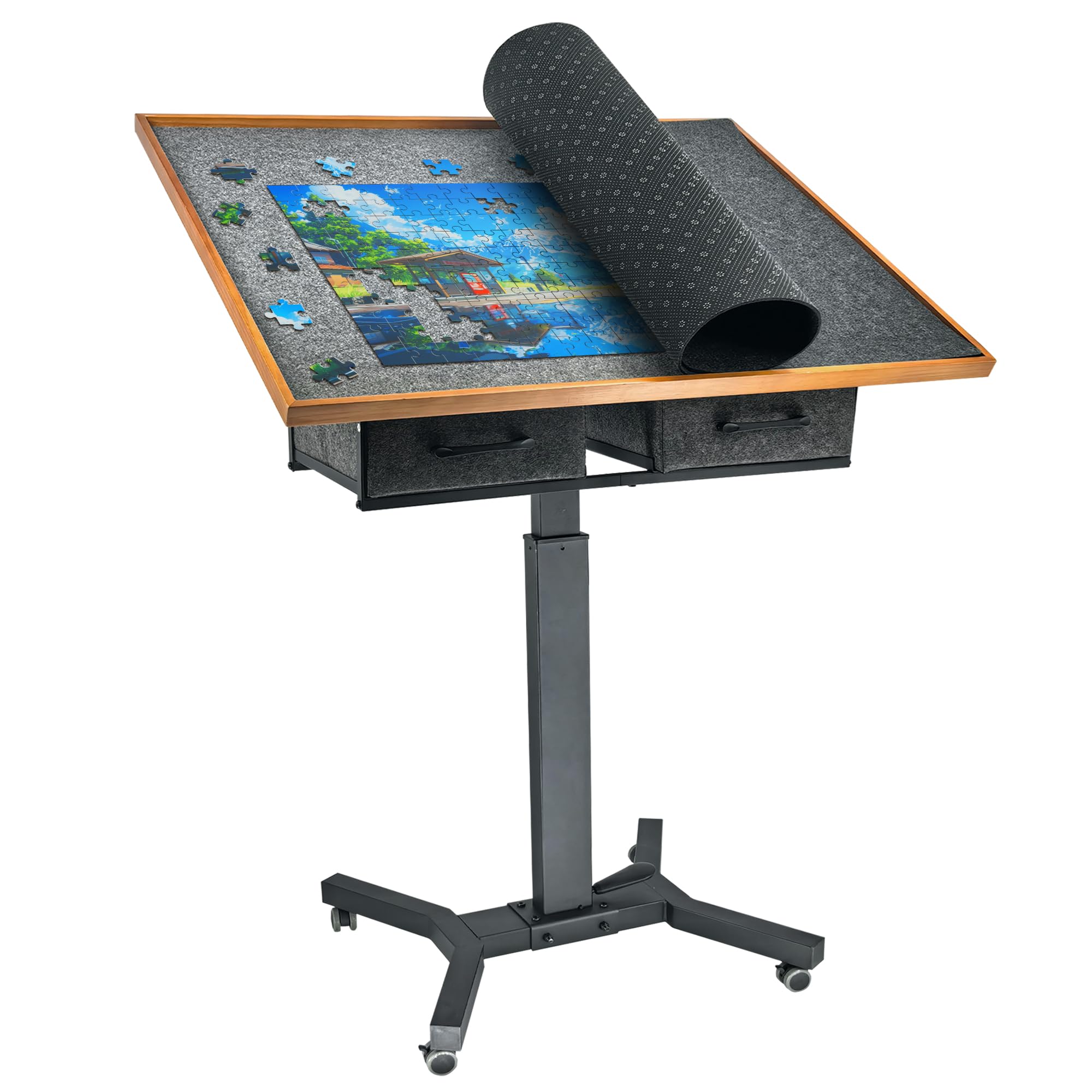 Fativo Tavolo da Puzzle con Cassetti e Ruote