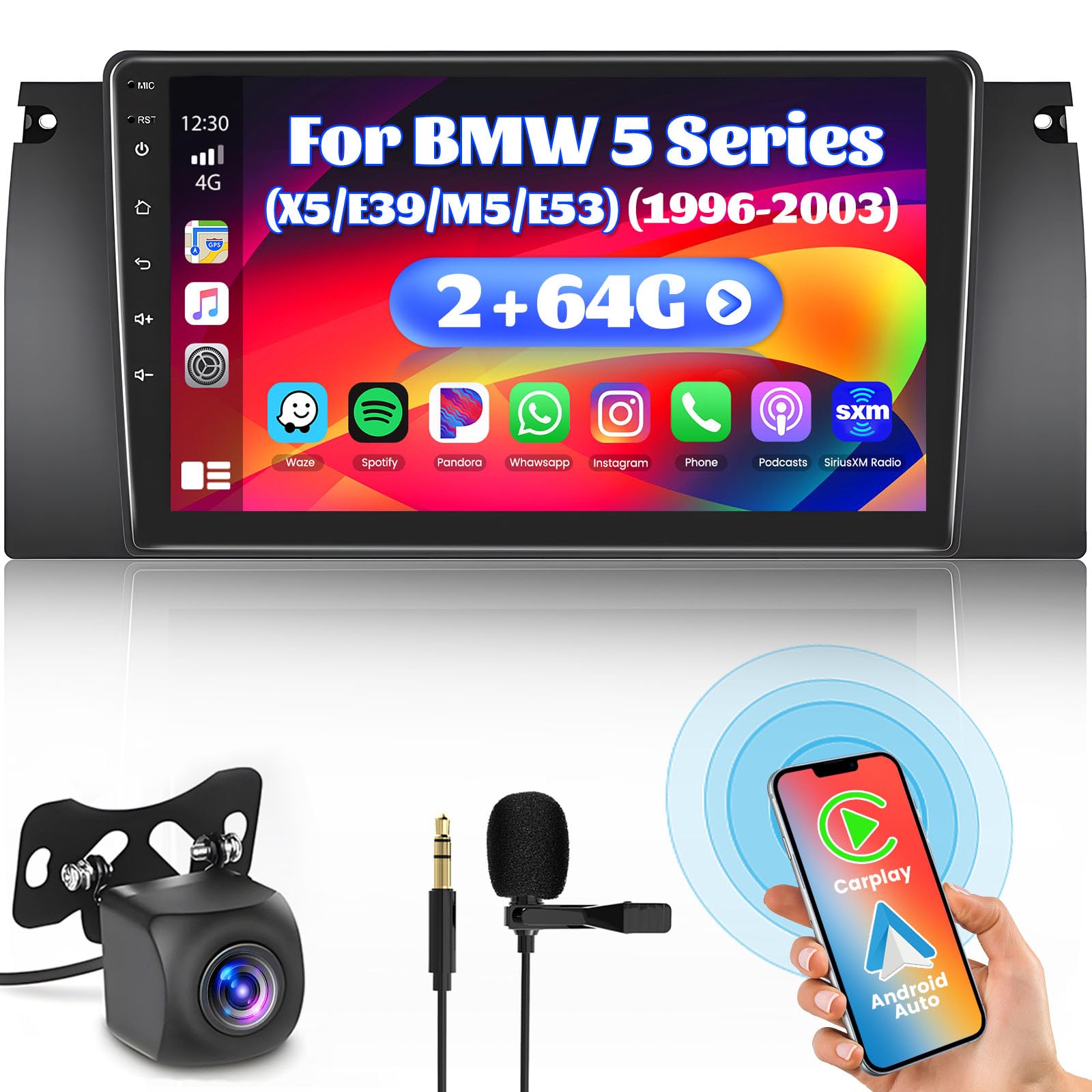 Inefala Android 13 Autoradio 9" per BMW Serie 5
