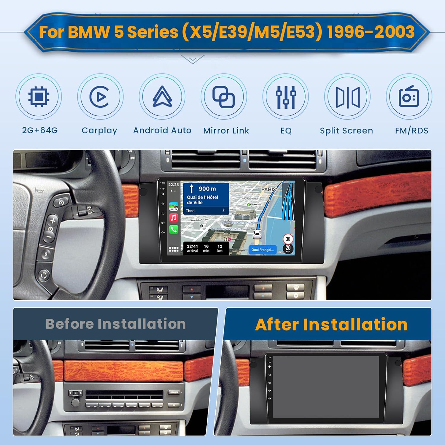 Inefala Android 13 Autoradio 9" per BMW Serie 5 - immagine 2