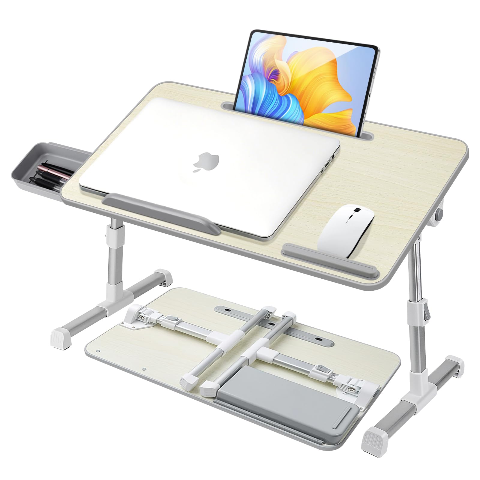 Tavolino da Letto Regolabile con Cassetto 53x30cm