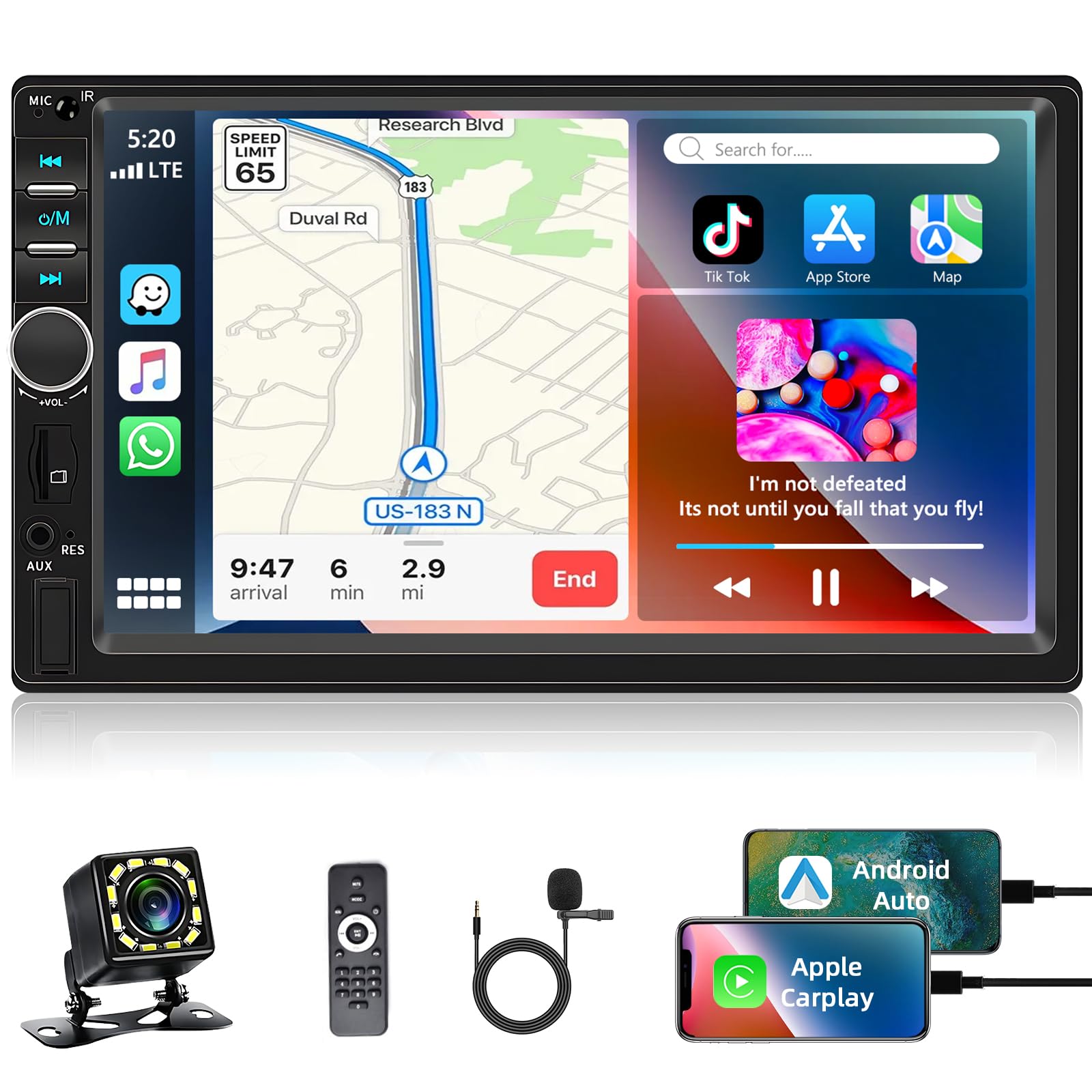 Motorsi Autoradio 2 Din con Carplay Android Auto 7"