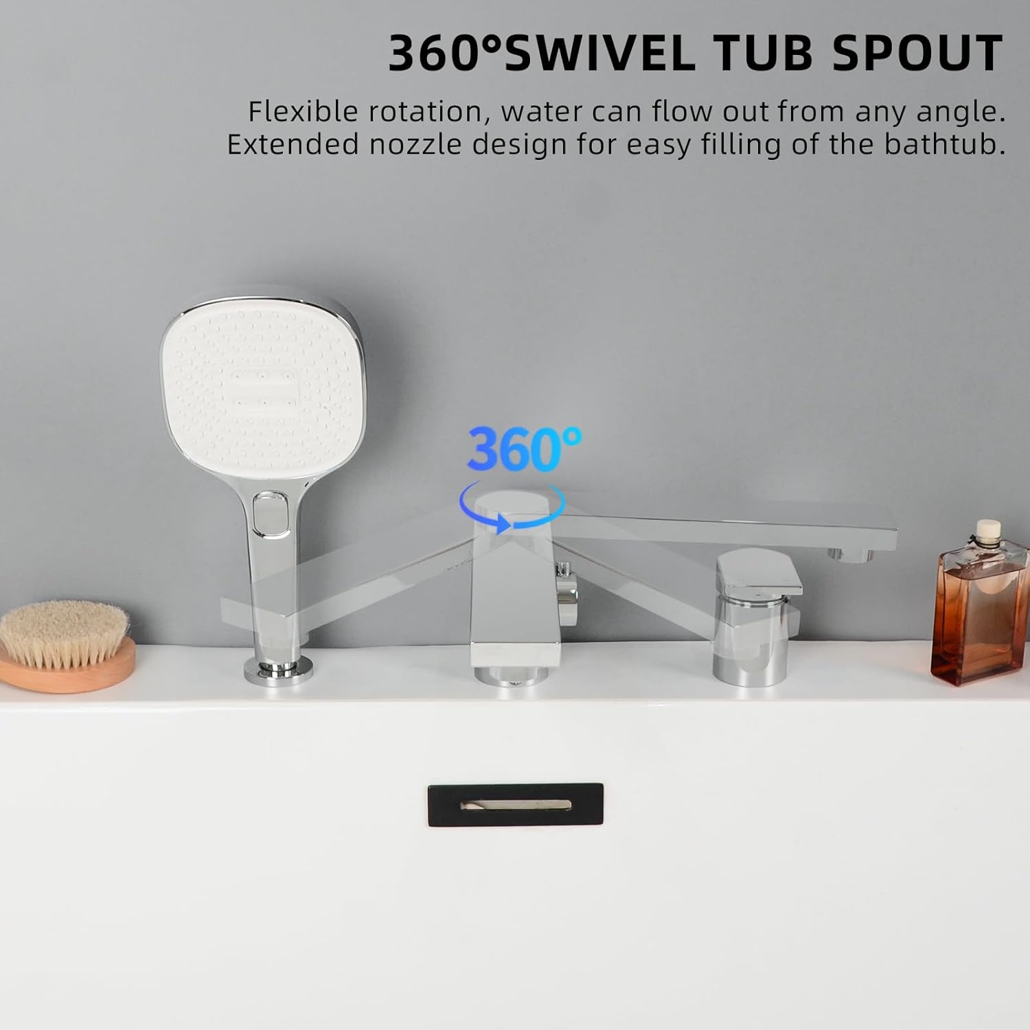 Phasat Rubinetto Vasca da Bagno 3 Fori con Doccetta - immagine 8