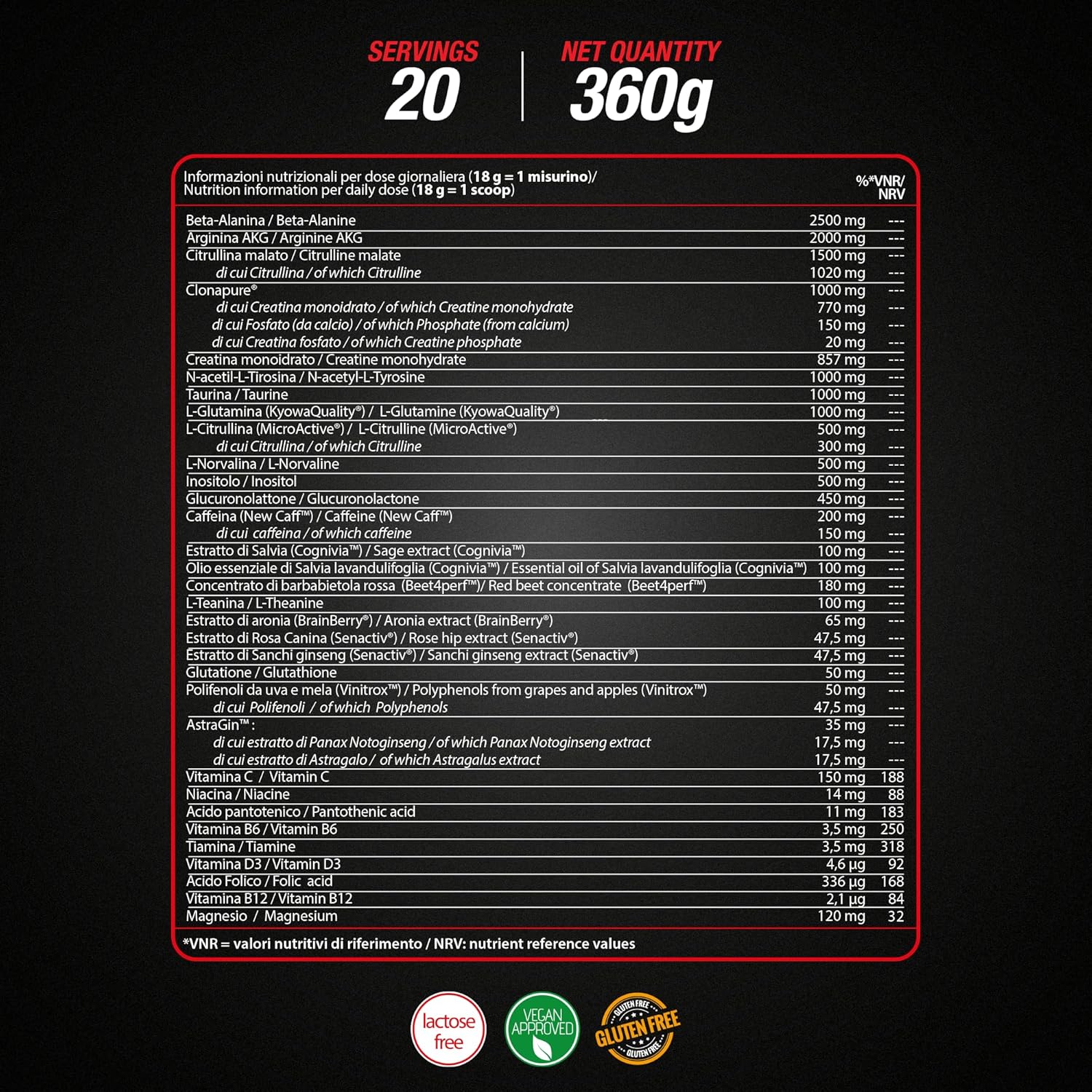 Pure Professional Pre-Workout Vegano 360g, Coca & Lime - immagine 4