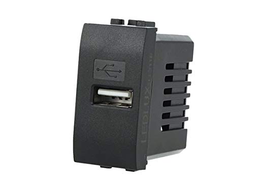 Caricatore USB 5V 2,1A per Bticino Living Light, Nero