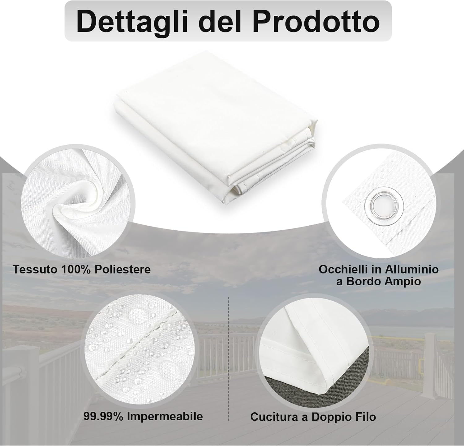 Axt Shade Frangivisto Balcone 100x600cm, Bianco - immagine 3