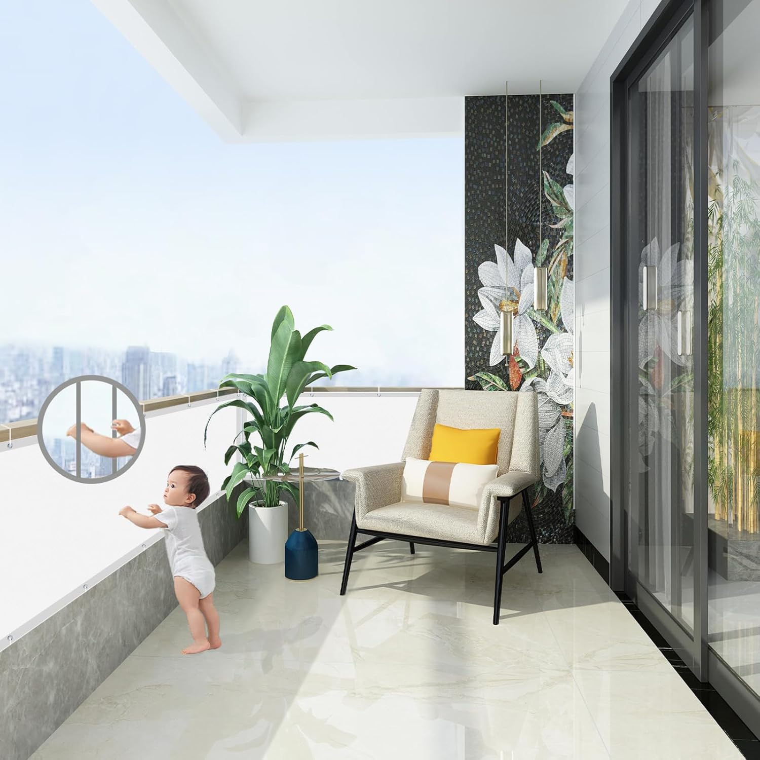 Axt Shade Frangivisto Balcone 100x600cm, Bianco - immagine 4