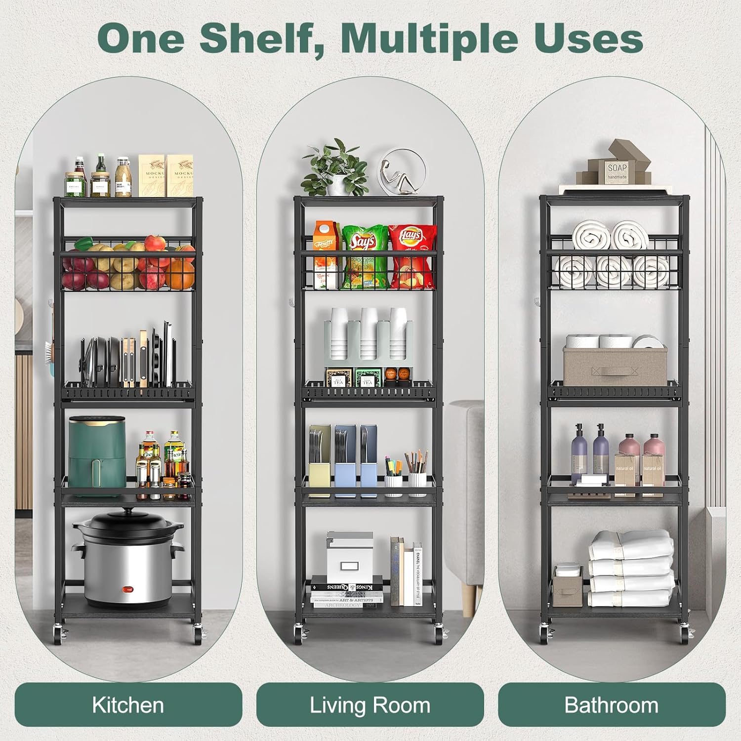 Housolution Carrello da Cucina a 5 Ripiani - immagine 2