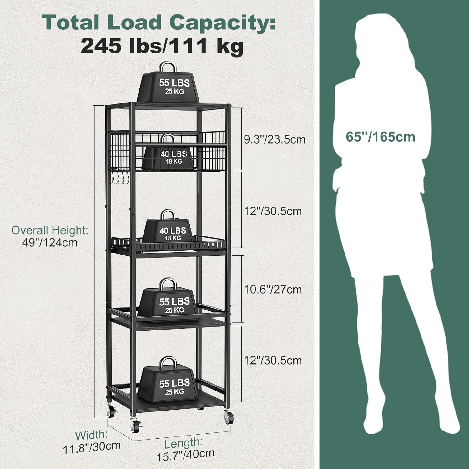 Housolution Carrello da Cucina a 5 Ripiani - immagine 3