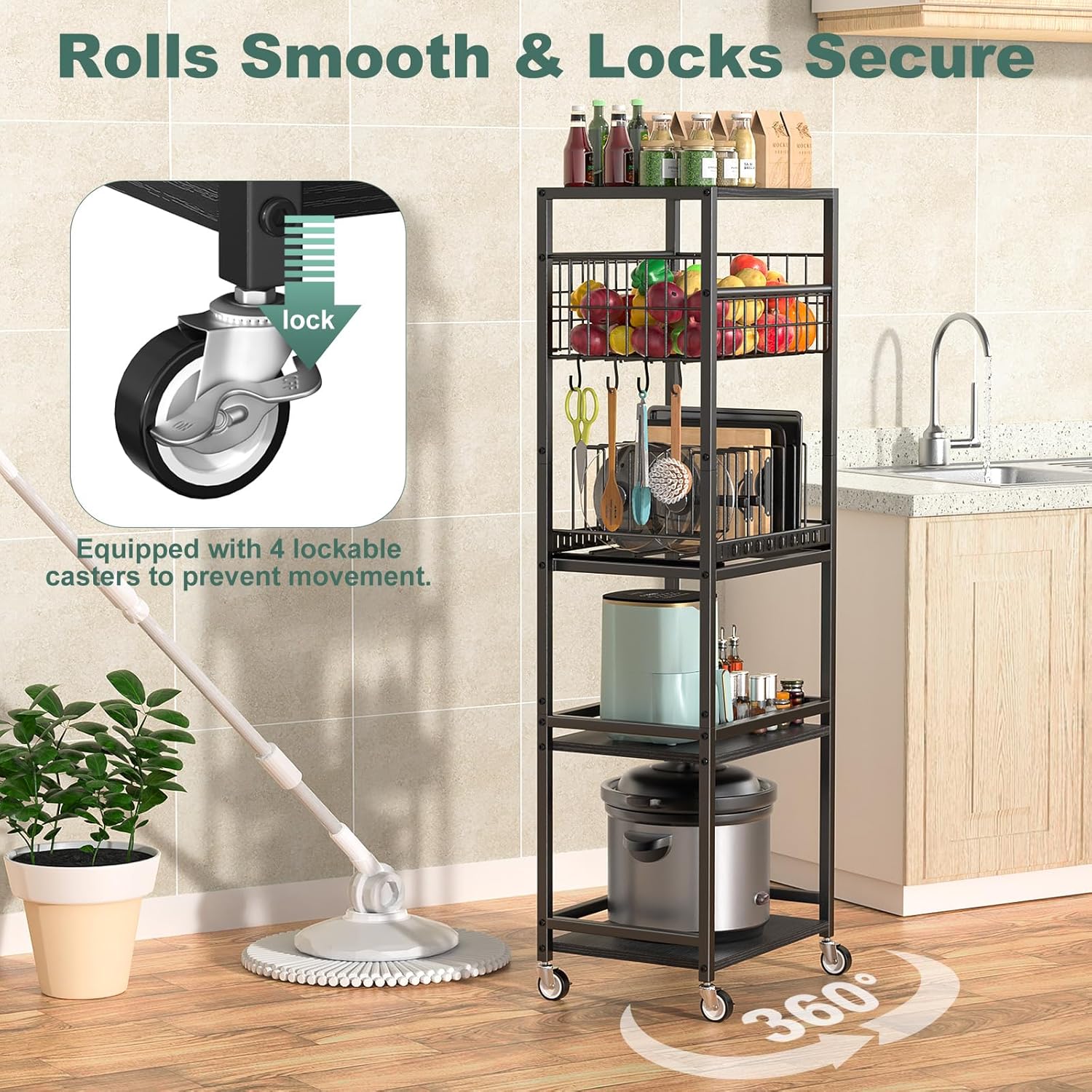 Housolution Carrello da Cucina a 5 Ripiani - immagine 4