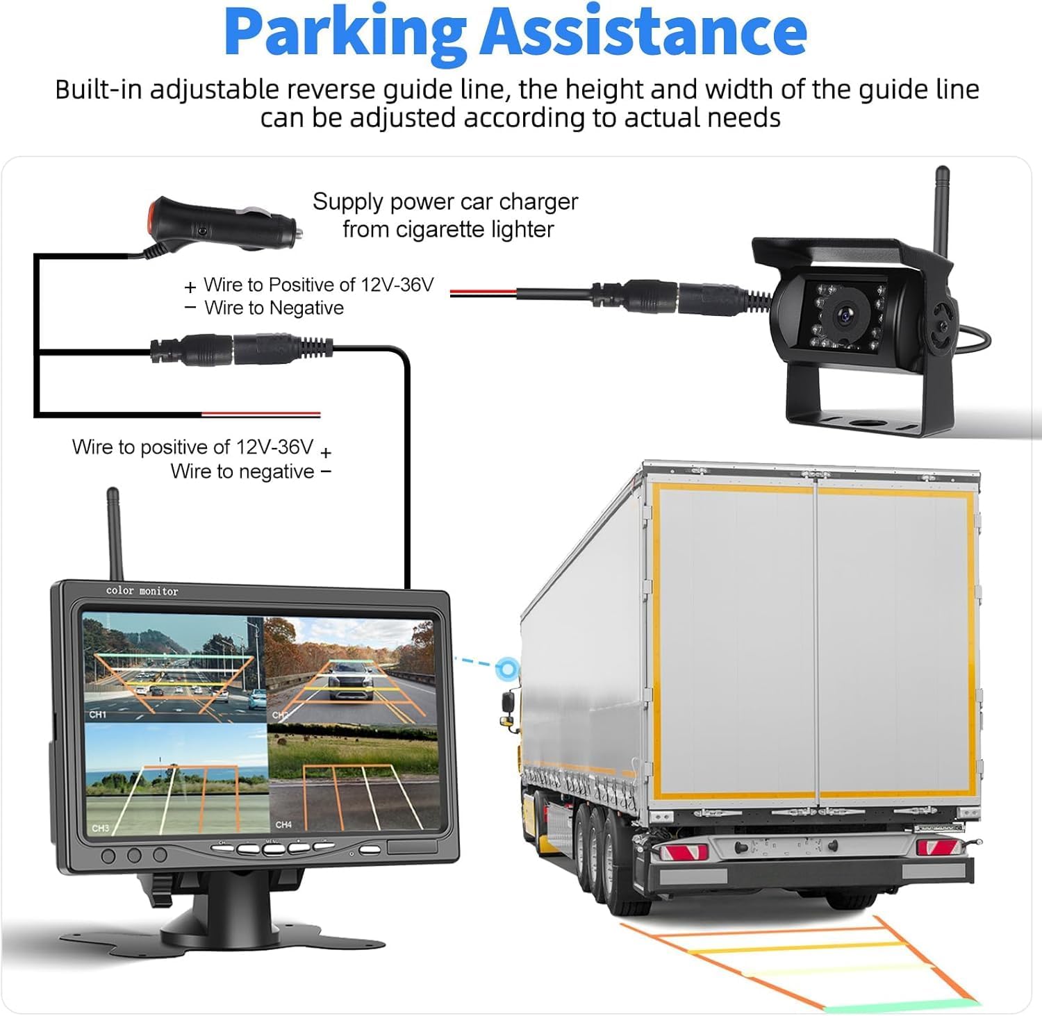 Telecamera Retromarcia Wireless 1080p con Schermo 7" - immagine 5