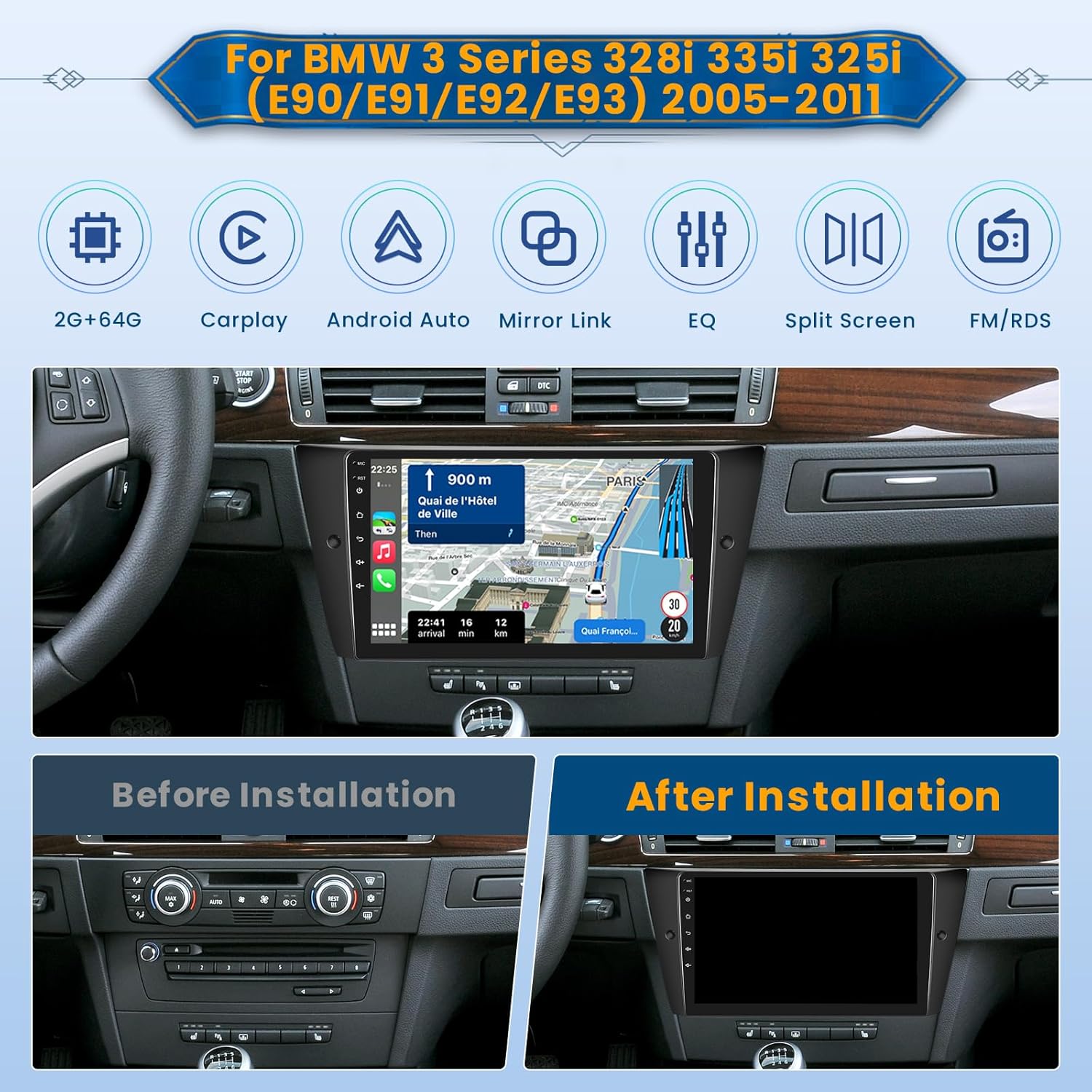 Inefala Android Radio 9'' per BMW Serie 3 (E90-E93) 2005-2011 - immagine 2