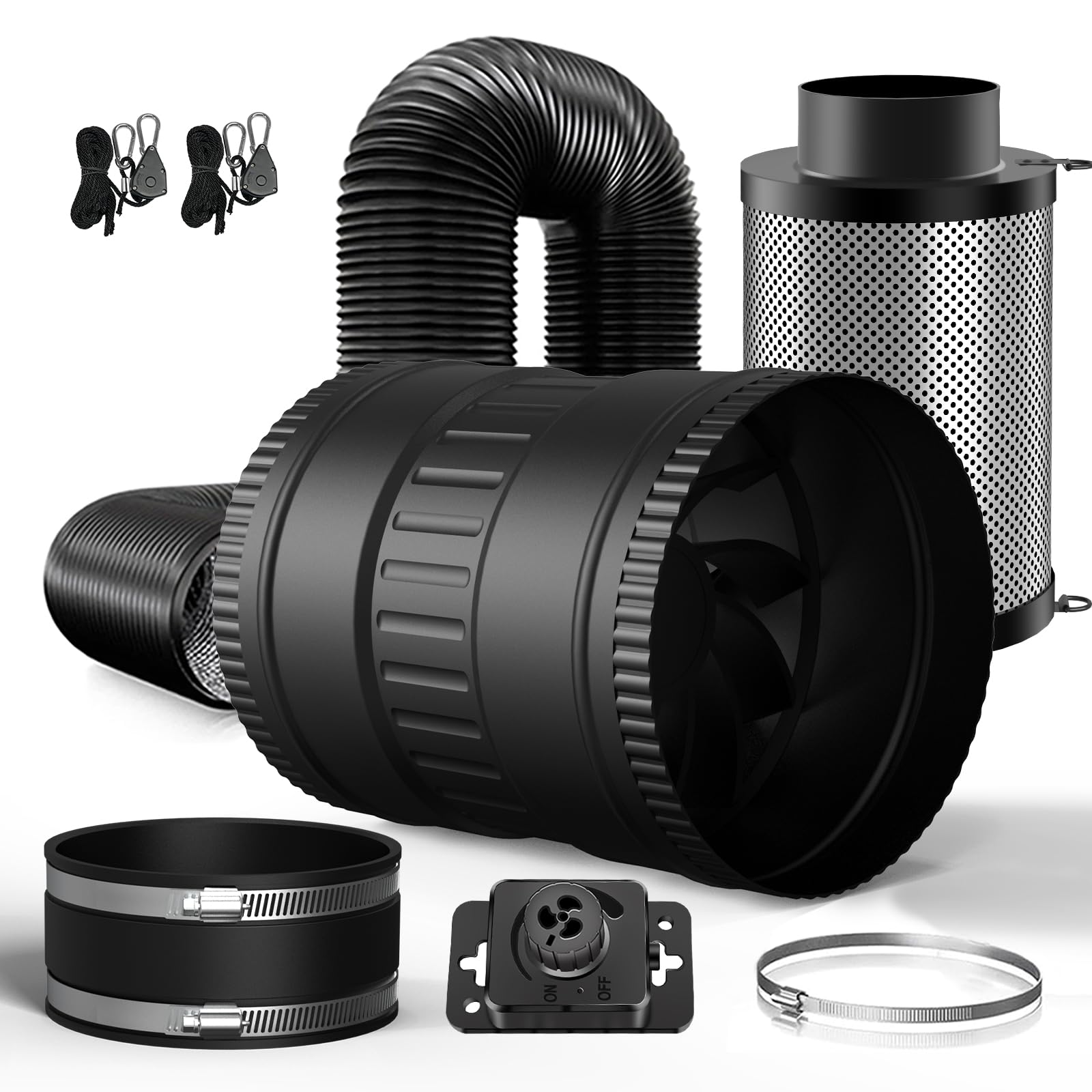 Brogachy Set Ventilazione 150mm con Filtro Carbone