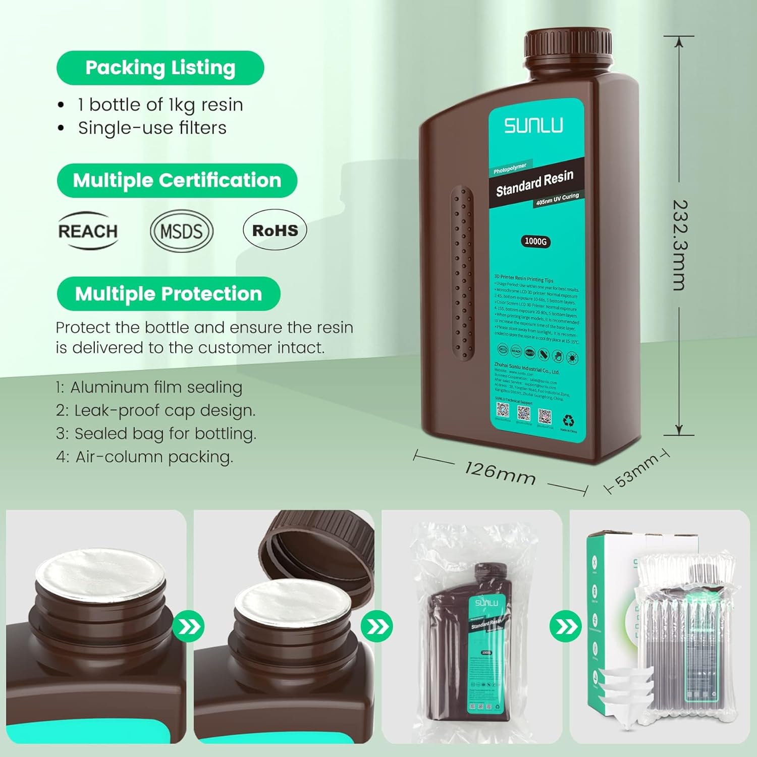 SUNLU Resina 3D Standard 1KG Grigio Scuro - immagine 7