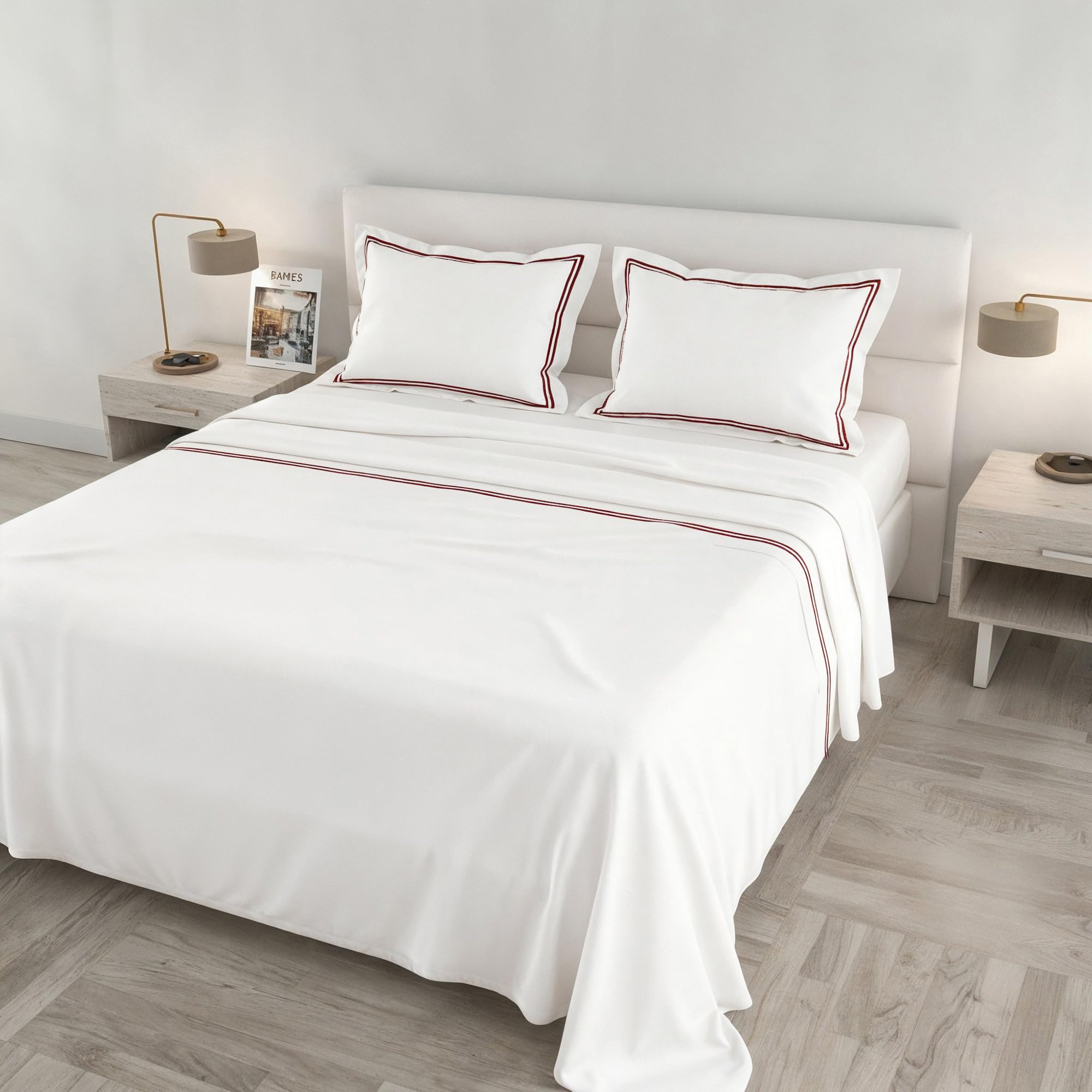 Completo Letto VENERE Matrimoniale Maxi 100% Cotone, Bordeaux