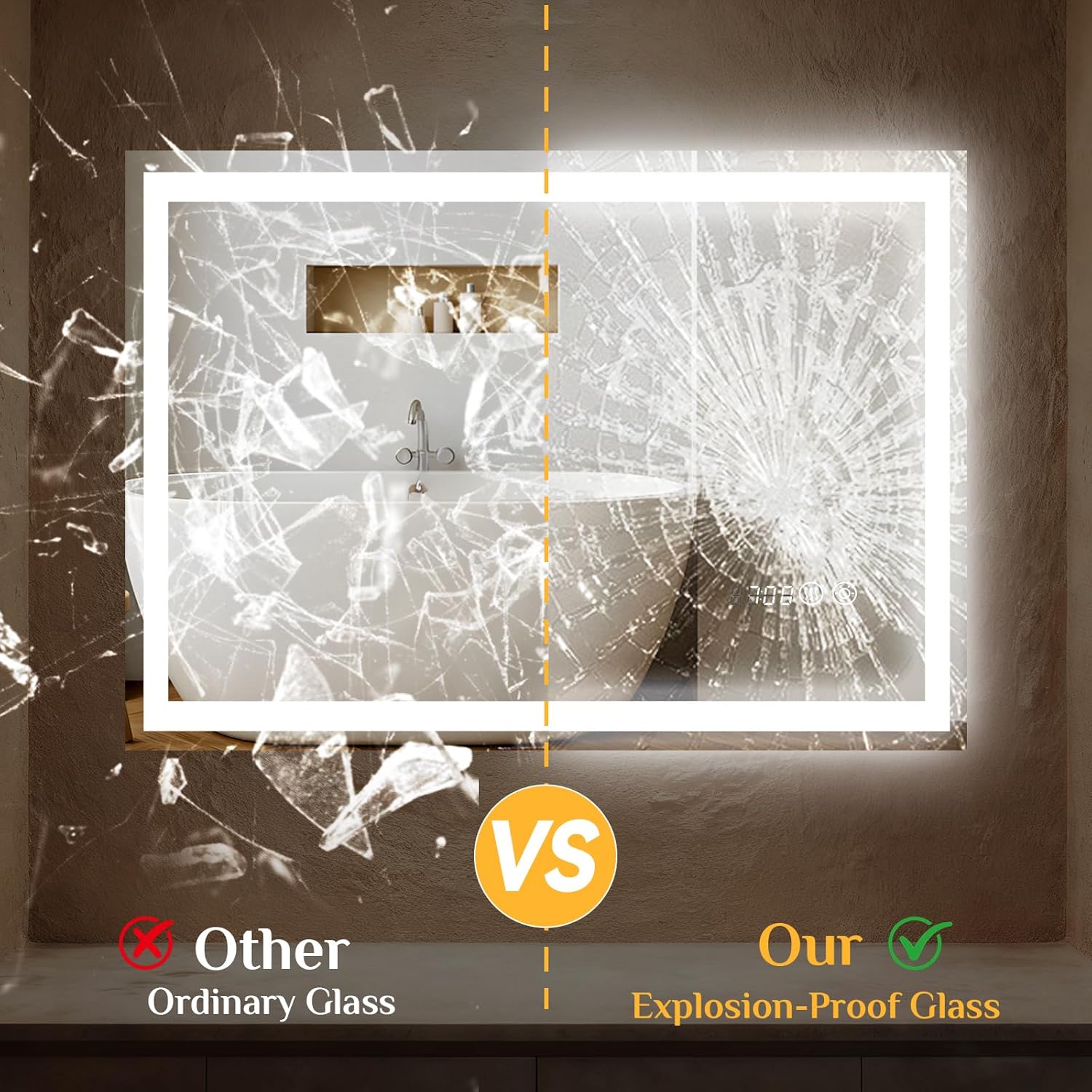 Clevich Specchio da Bagno LED con Orologio 70x50cm - immagine 4