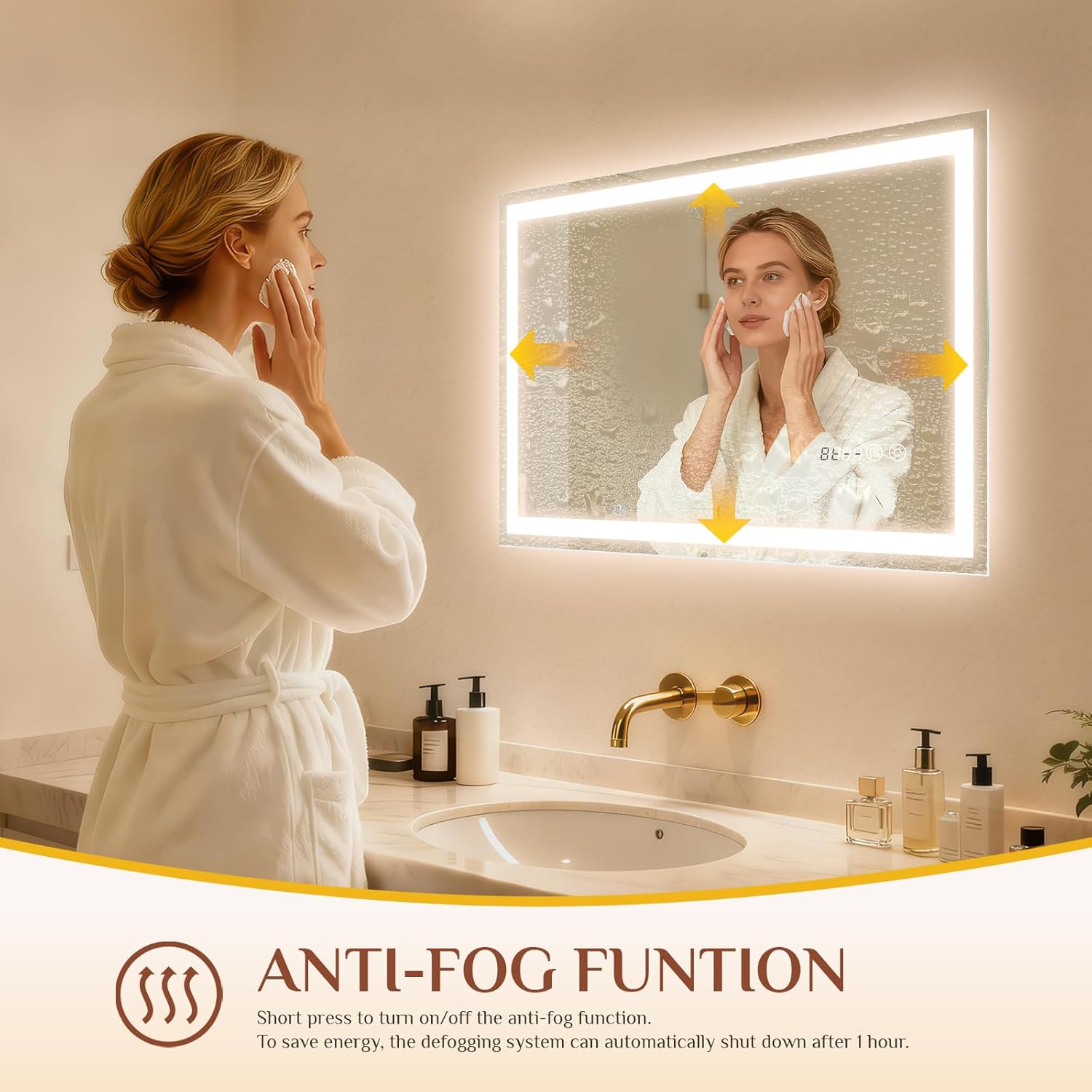 Clevich Specchio da Bagno LED con Orologio 70x50cm - immagine 5