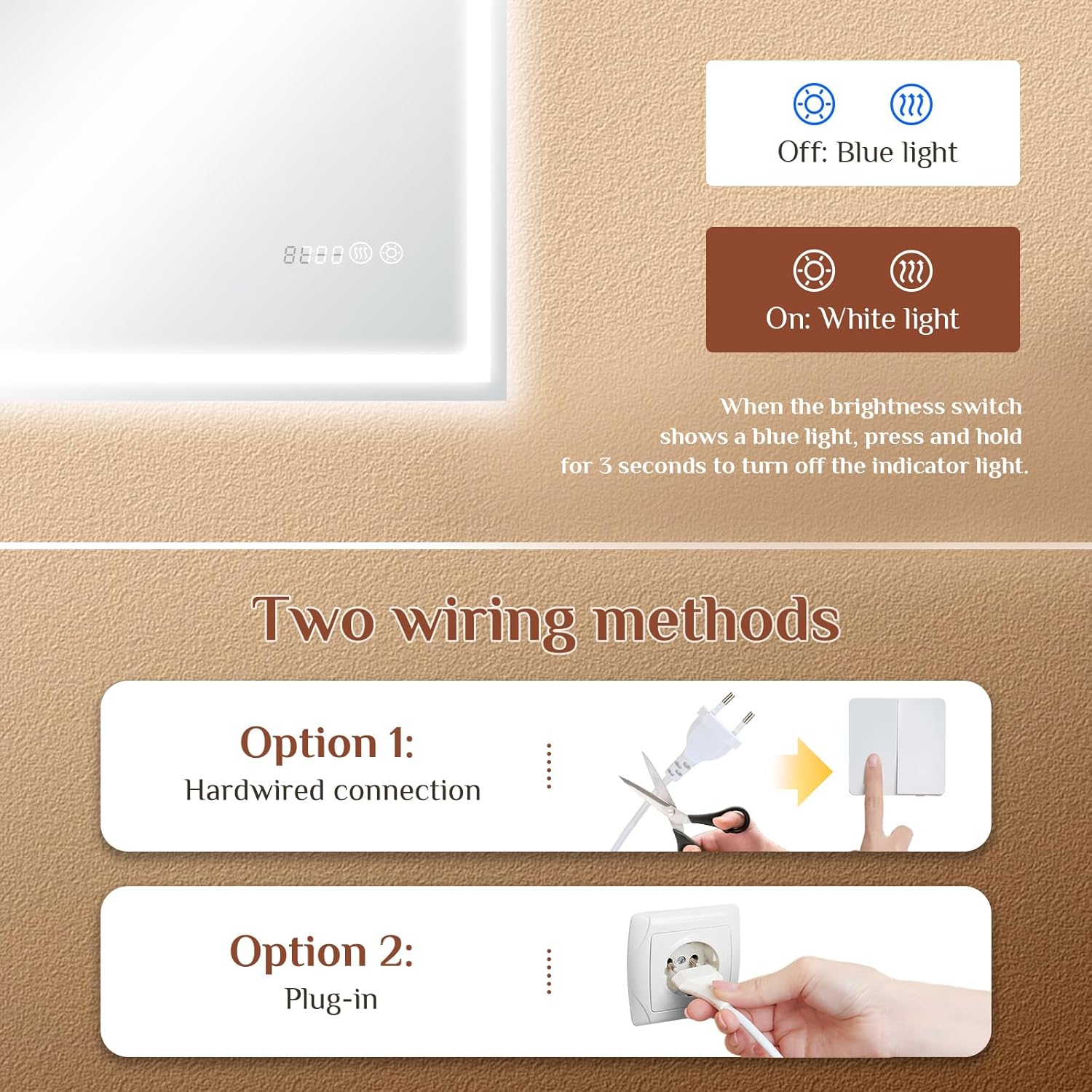 Clevich Specchio da Bagno LED con Orologio 70x50cm - immagine 7