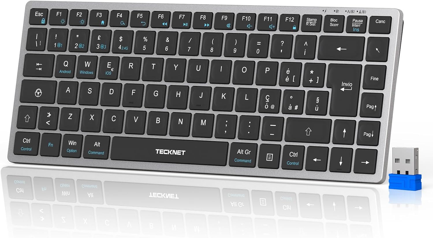 Tecknet Tastiera Bluetooth Ricaricabile Italiana - immagine 1