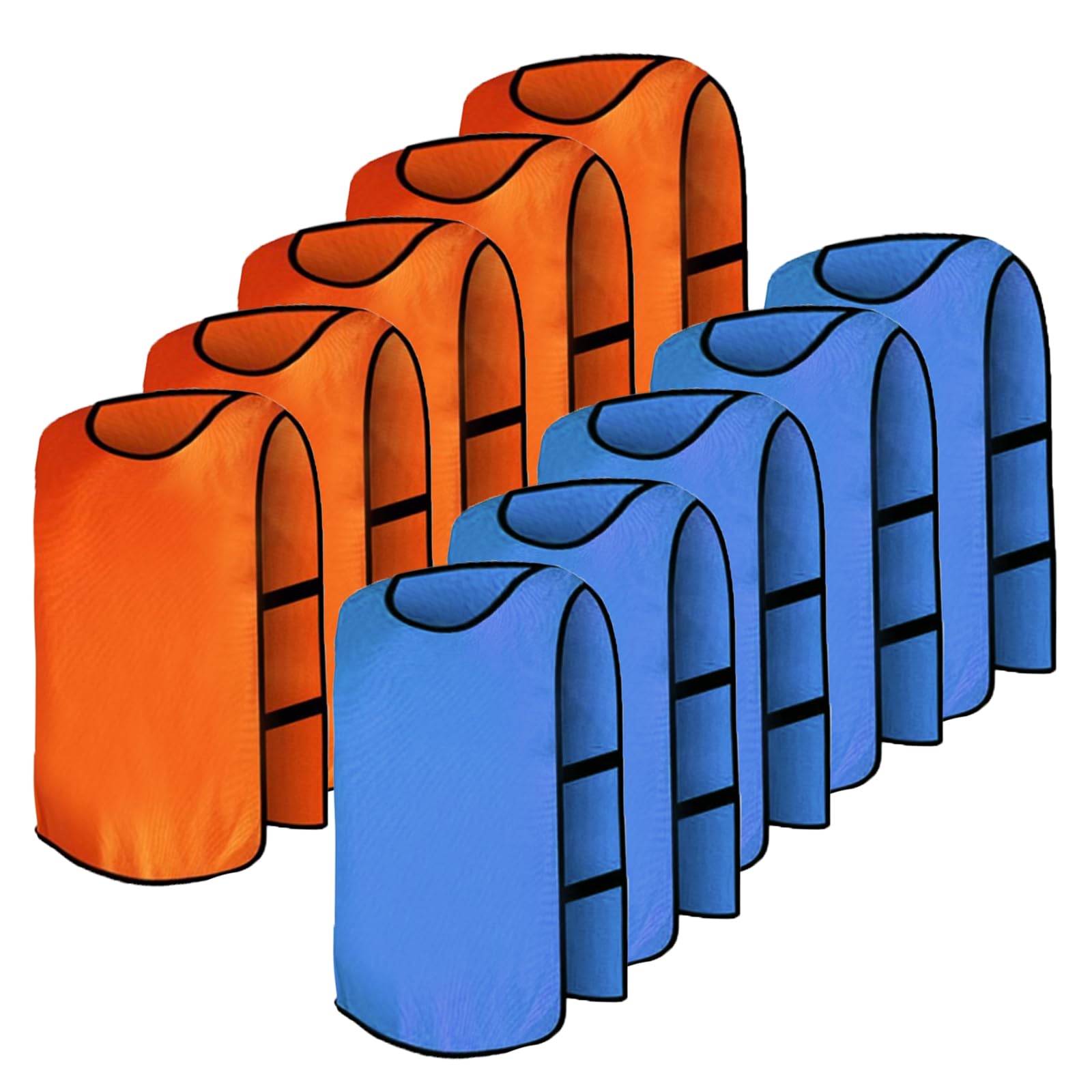 Pettorine da Allenamento per Bambini e Adulti - 10 Pezzi, Maglia Sportiva Traspirante a Mesh per Calcio, Pallavolo, Basket - Casacche da Allenamento a Squadre con 5 Colorie (Arancione/Blu) - Taglia S