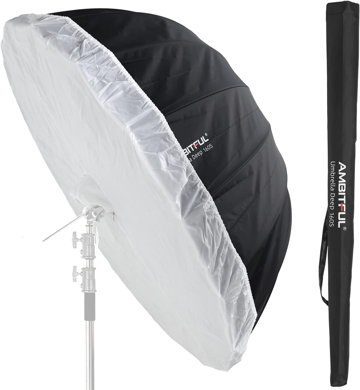 AMBITFUL UB-160W - Ombrello Studio Parabolico Interno Bianco 160cm - immagine 1